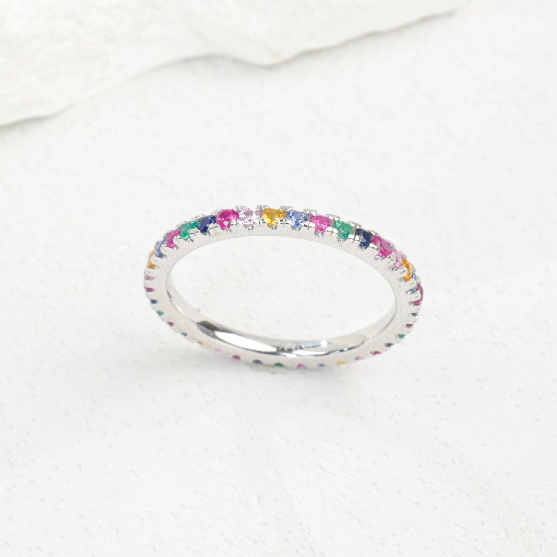Lab-Grown Dancing Rainbow Ring