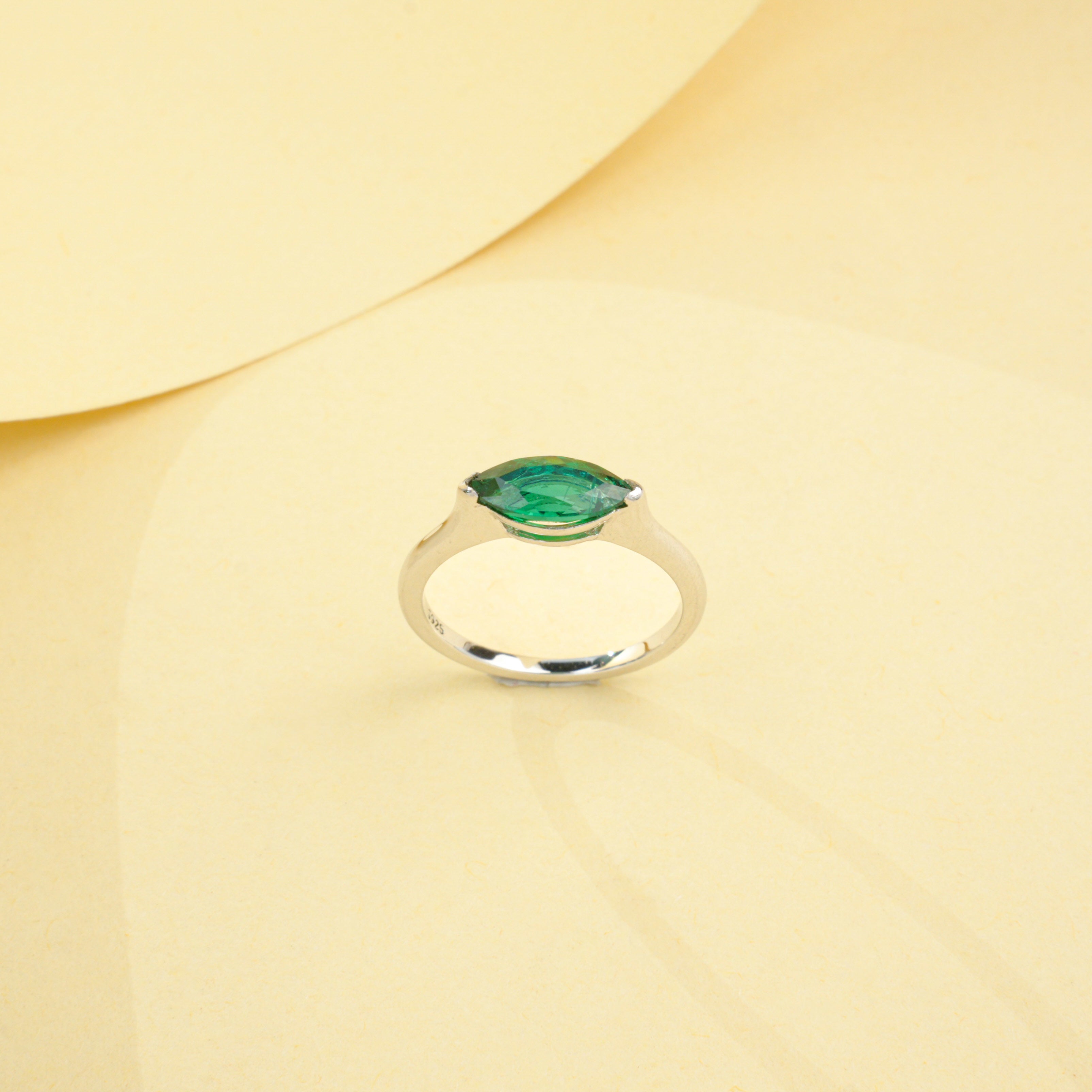 Lab-Grown Emerald - Luminous Olive-Cut Ring