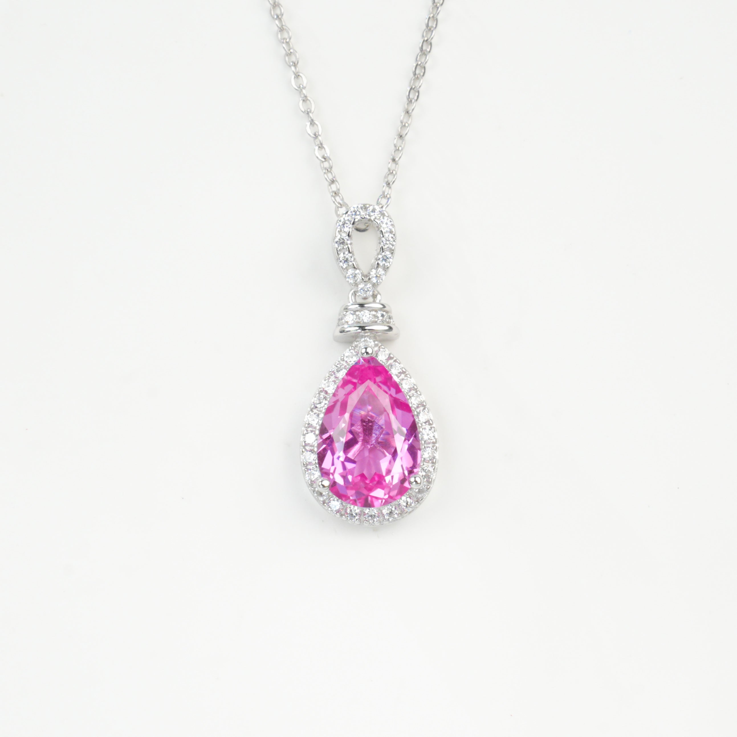 Lab-Grown Sapphire - Teardrop Deep Blue Dangle Necklace