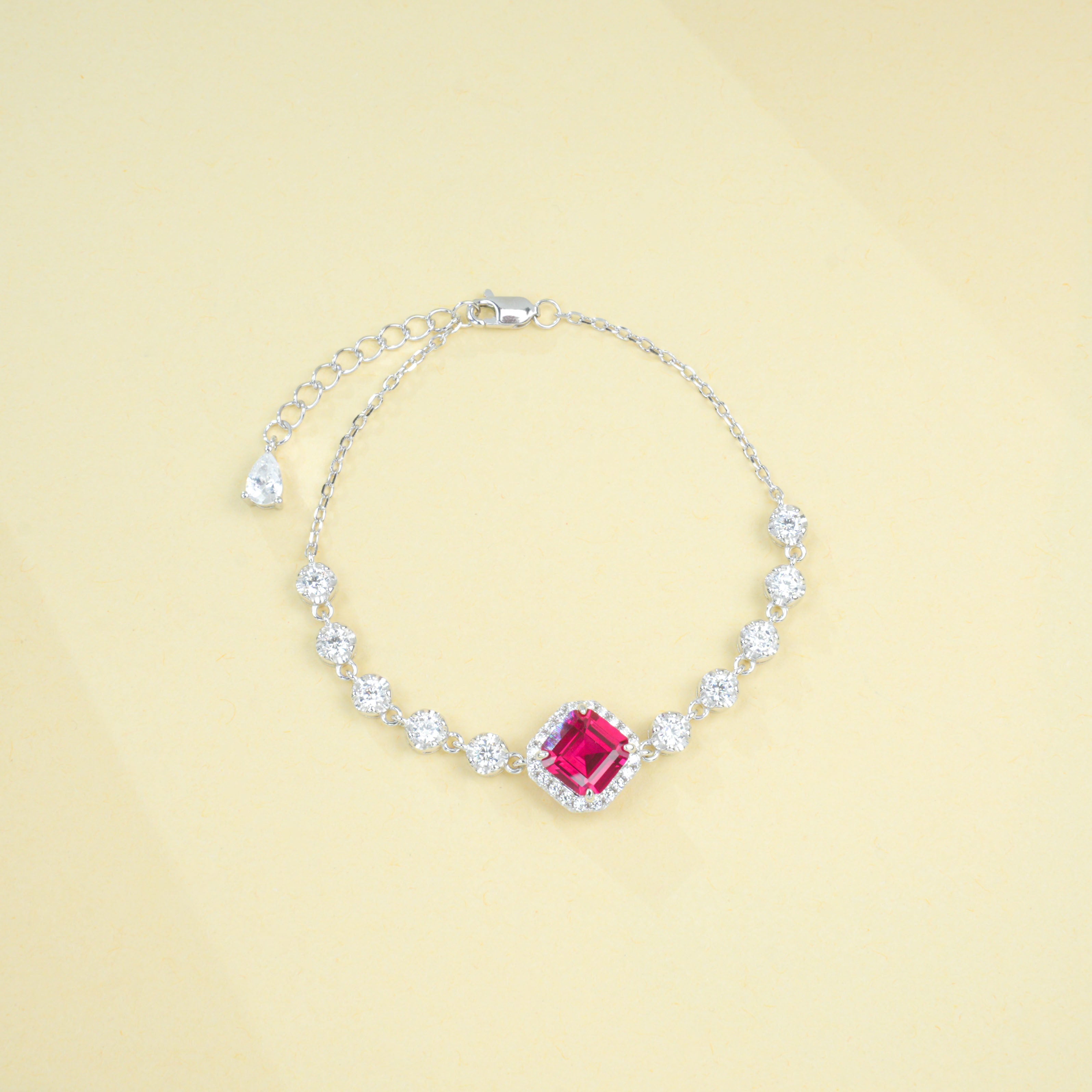 Lab-Grown Emerald - Square Emerald Diamond-Chain Soft-Wrist Bracelet