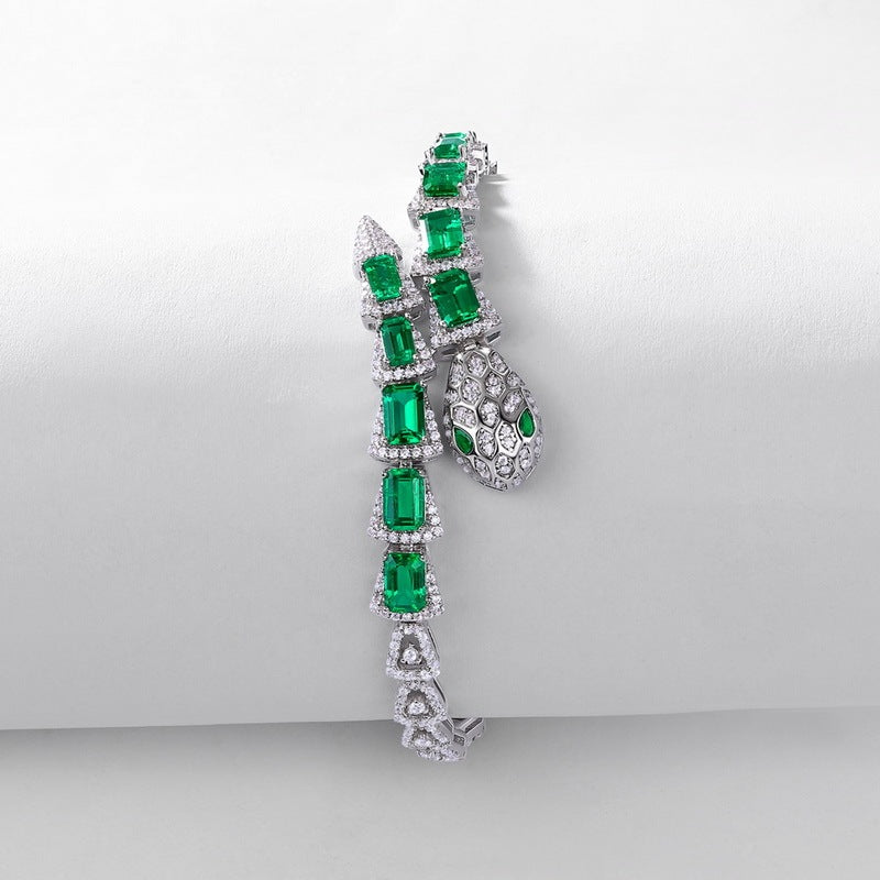 Lab-Grown Emerald - Spirit Serpent Emerald-Scale Luxury Bracelet