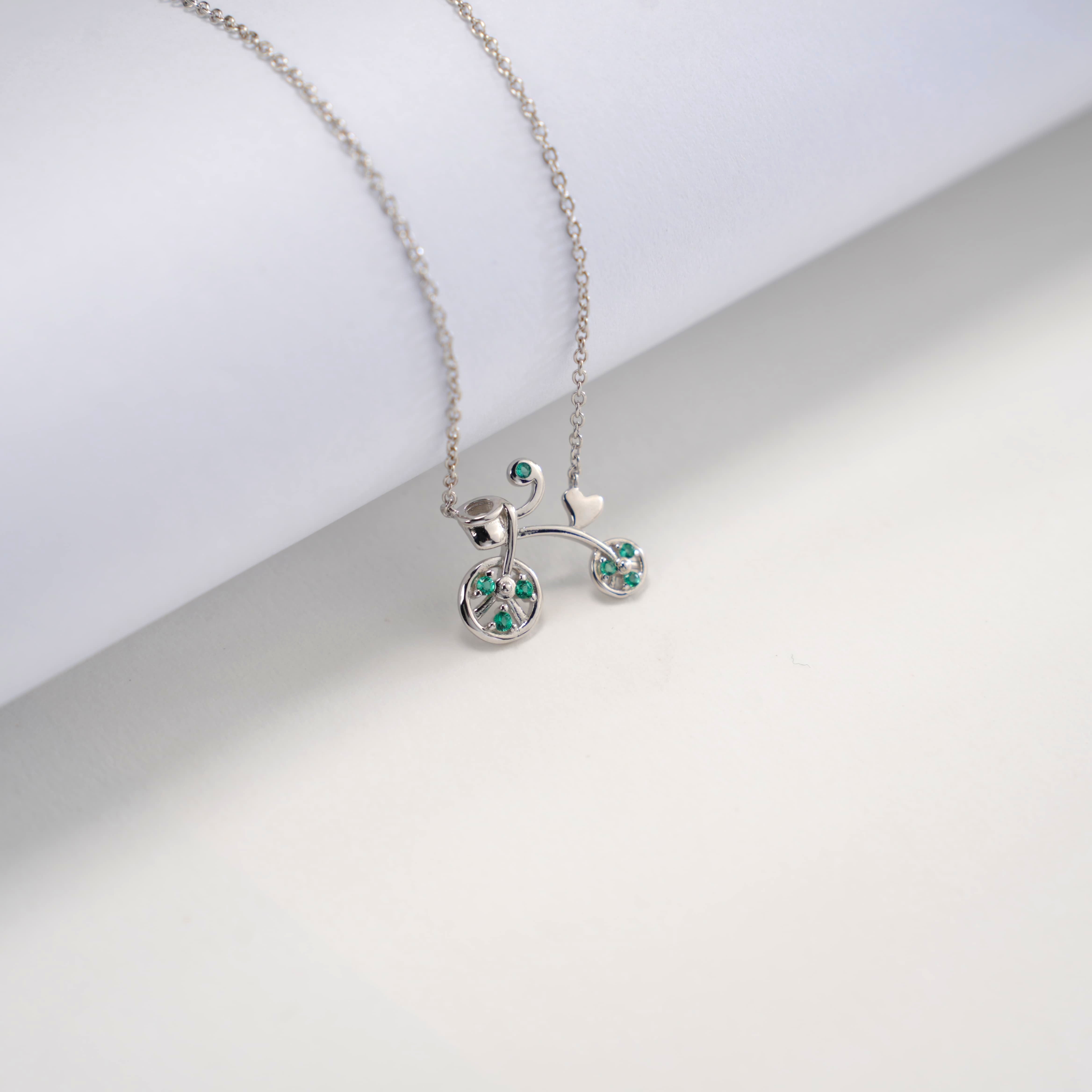 Lab-Grown Emerald - Emerald Diamond Cute Rider Pendant