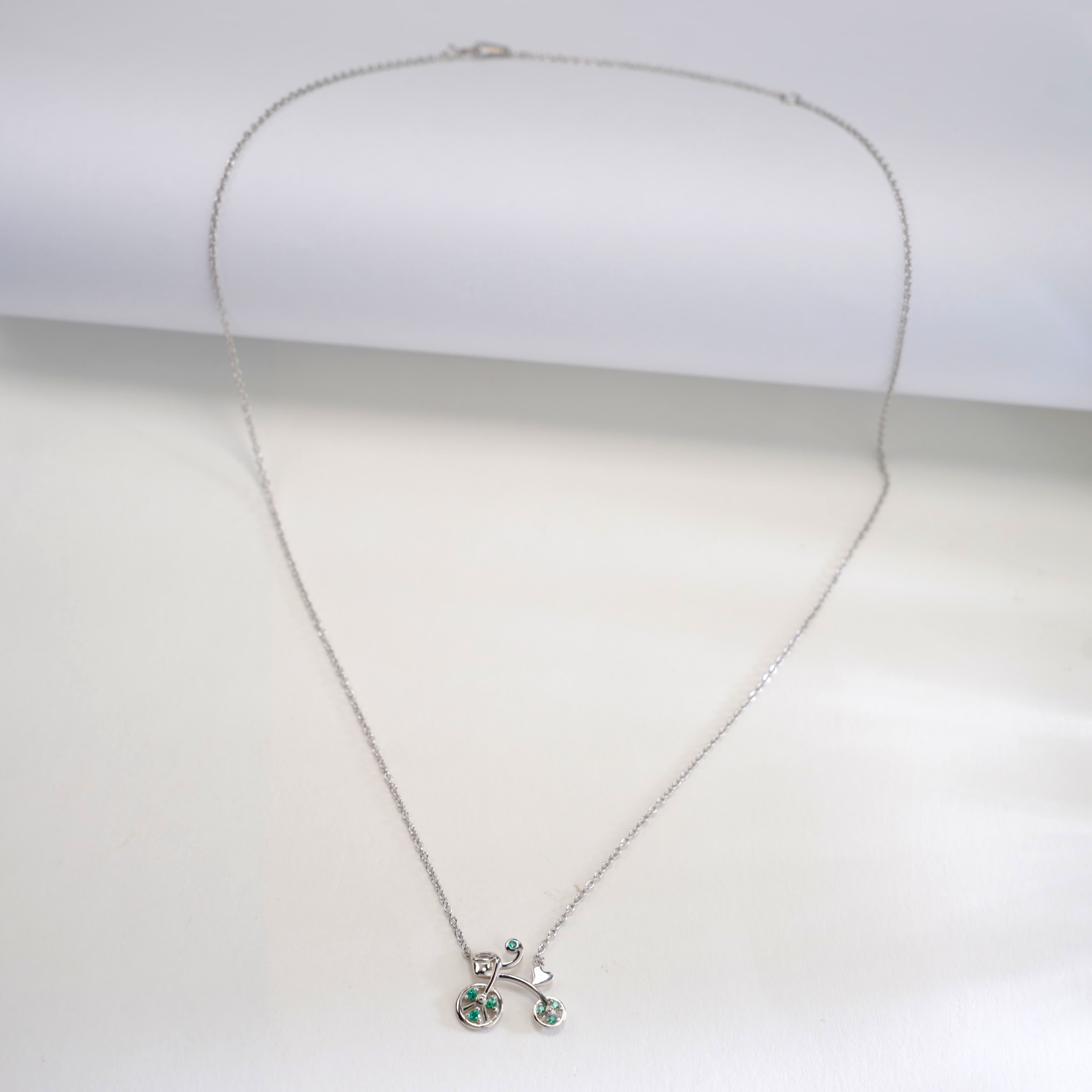 Lab-Grown Emerald - Emerald Diamond Cute Rider Pendant