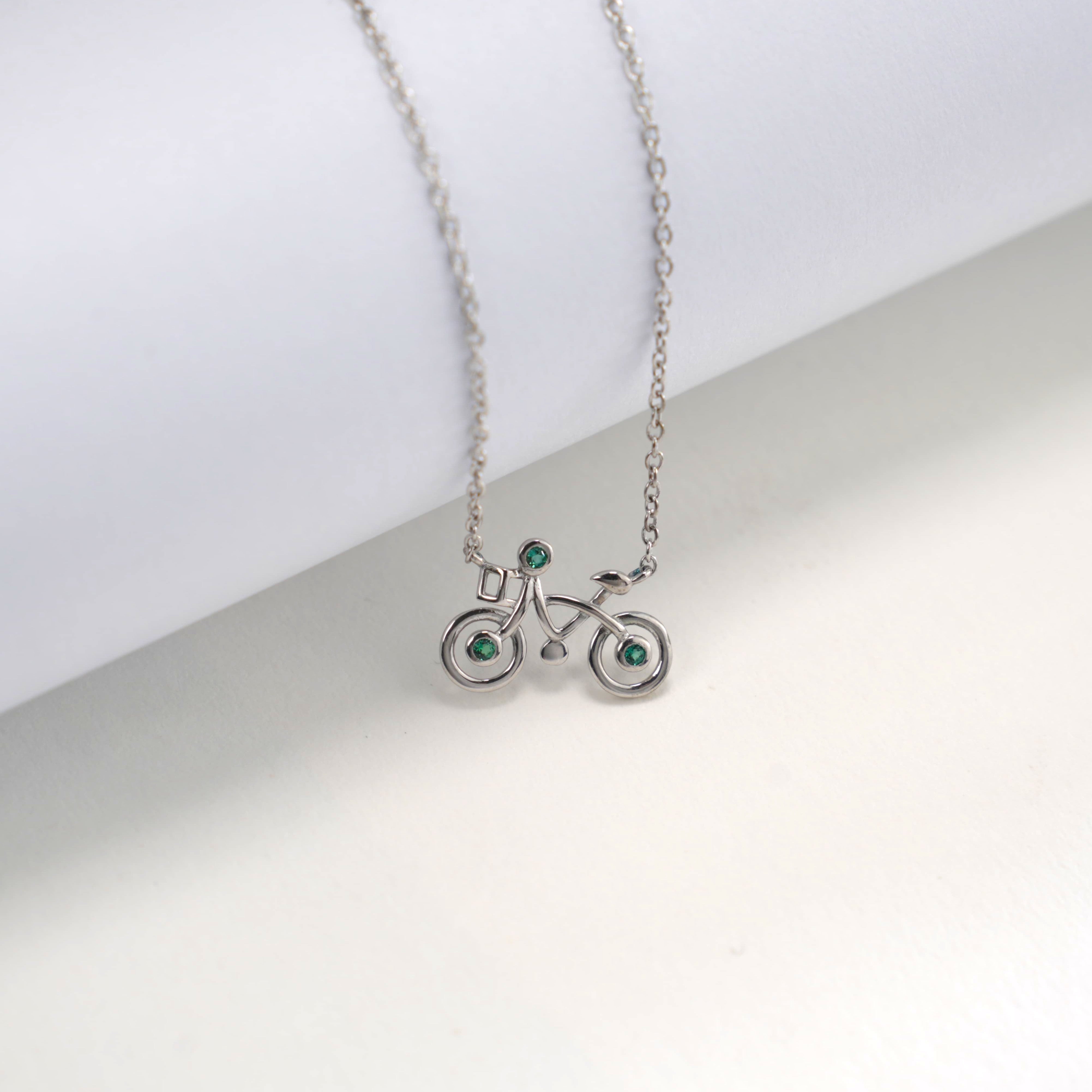 Lab-Grown Emerald - Emerald Diamond Cute Rider Pendant
