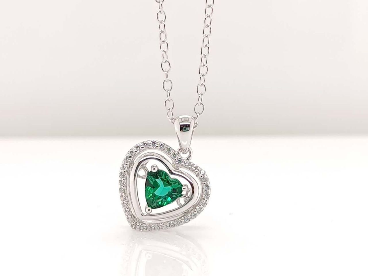 Lab-Grown Emerald - Emerald Heart Double-Hoop Sweetness Pendant