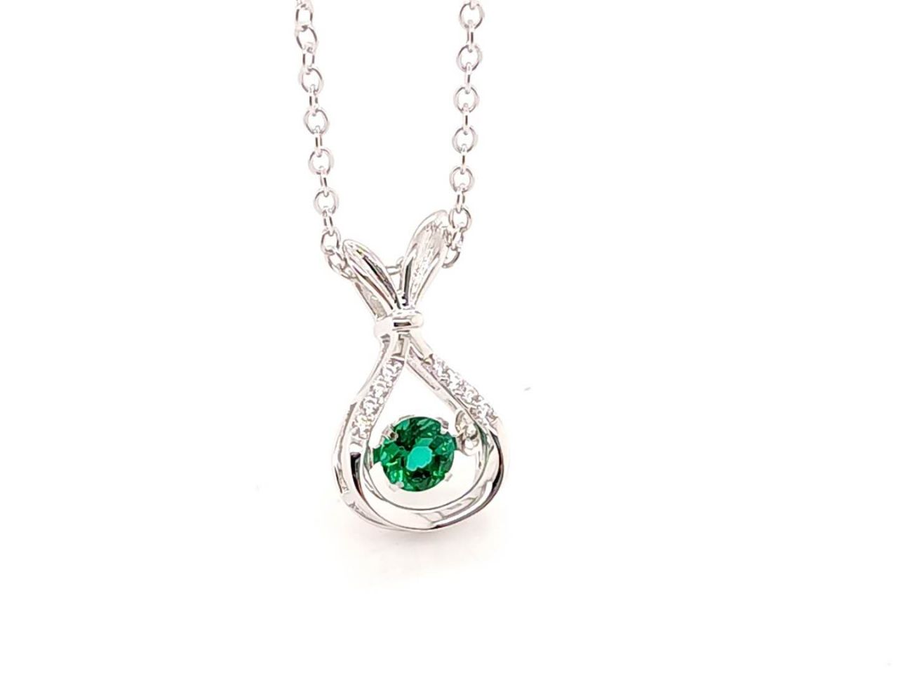 Lab-Grown Emerald - Emerald Diamond Bunny Ear Luminous Pendant