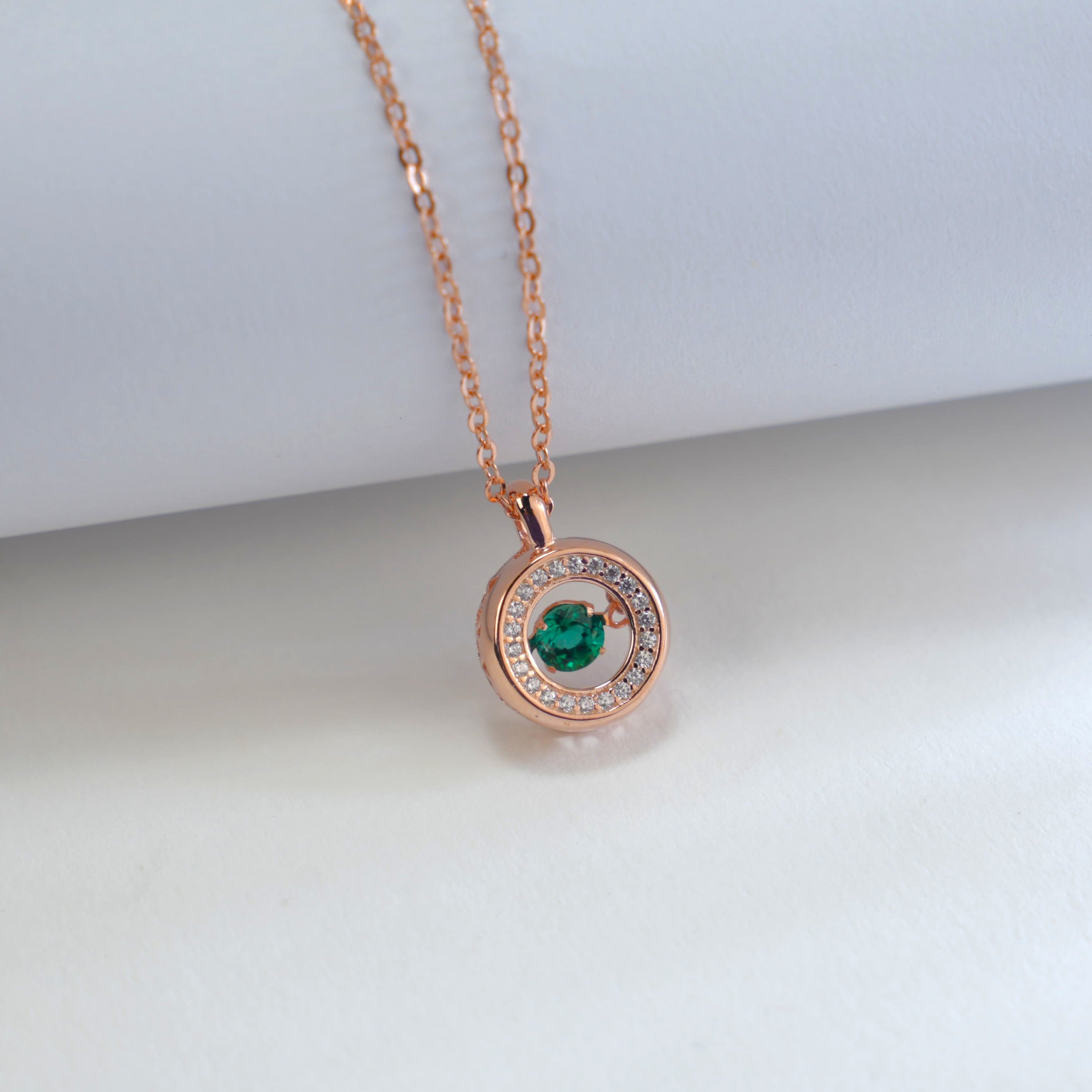 Lab-Grown Emerald - Emerald Hoop Diamond-Wrapped Circular Glow Pendant
