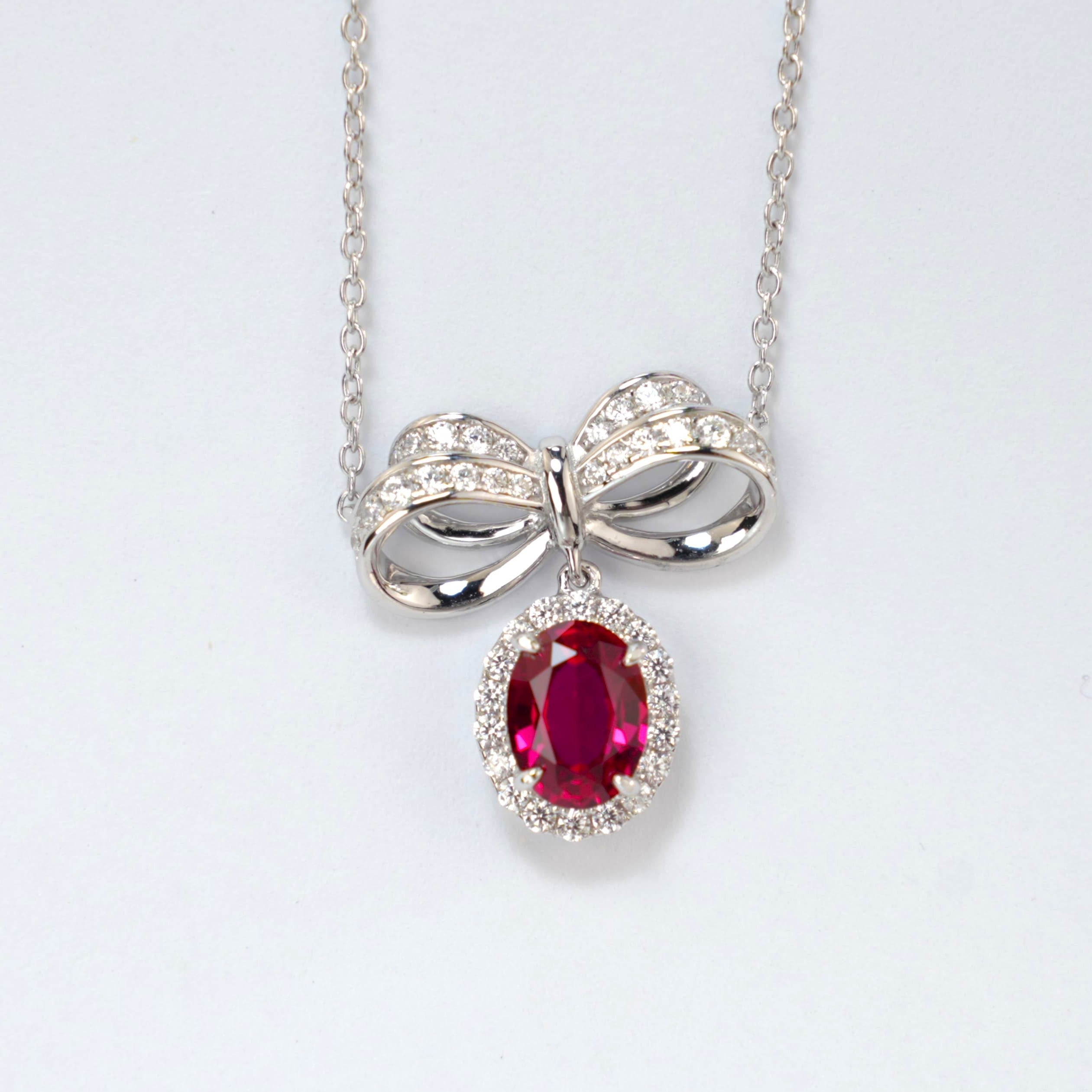 Lab-Grown Emerald - Emerald Butterfly Diamond-Knot Soft Pose Pendant