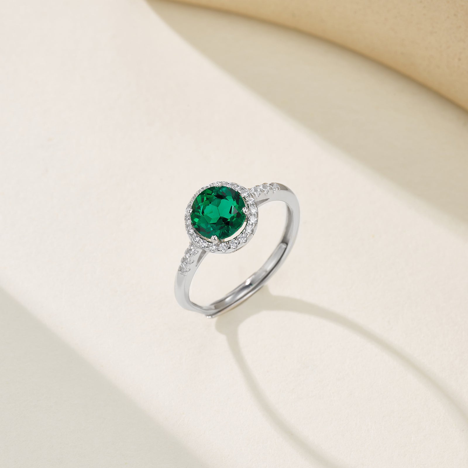 Lab-Grown Emerald - Round Emerald Diamond-Encircled Star Halo Ring