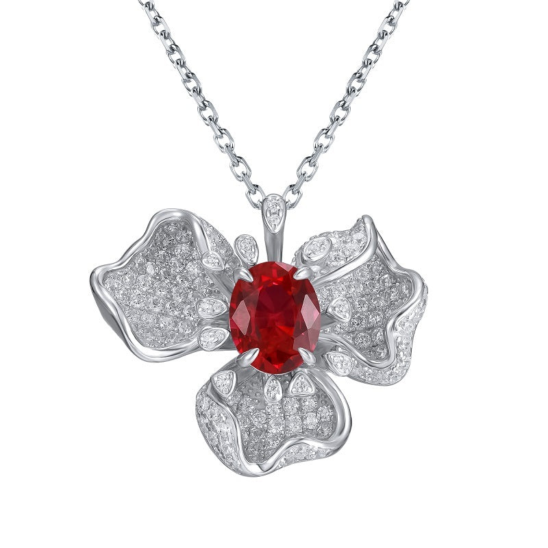 Lab-Grown Emerald - Round Emerald Diamond Floral Glow Pendant