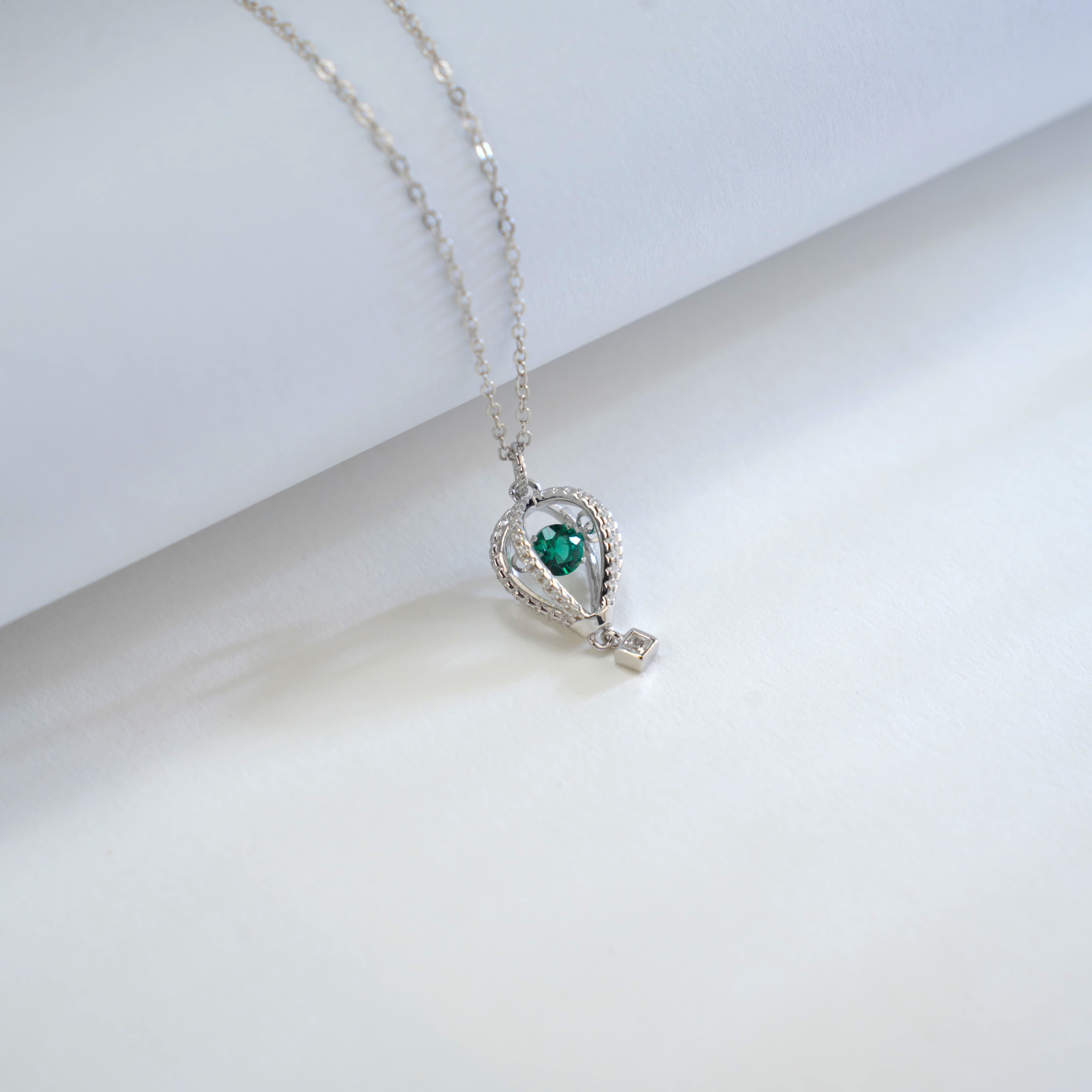 Emerald Hot Air Balloon Necklace | Lab-Created Gemstone