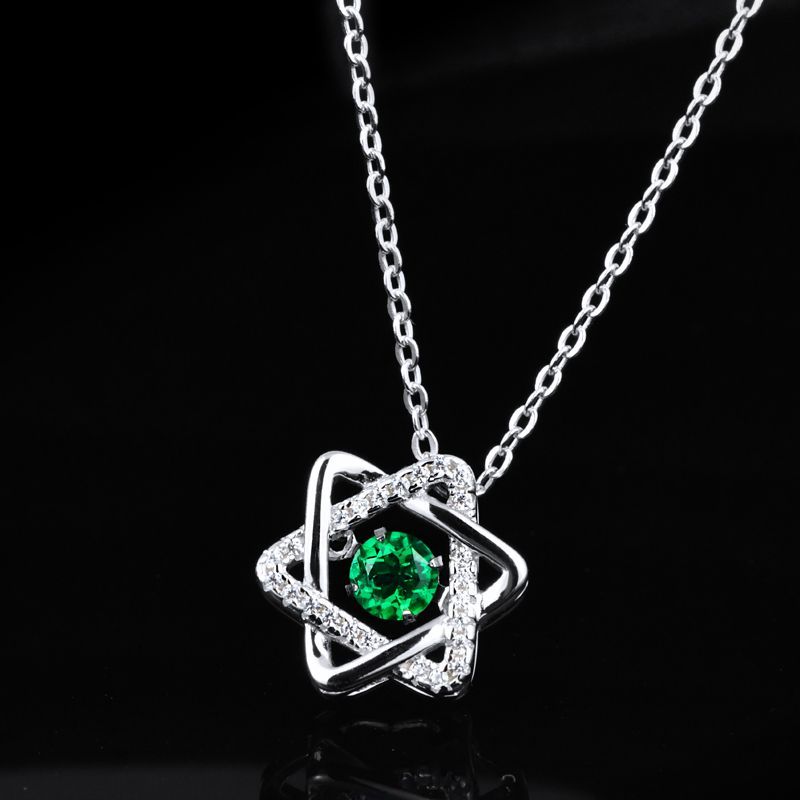 Guardian Star | Hexagonal Pave Zirconia Lab-Created Emerald Pendant