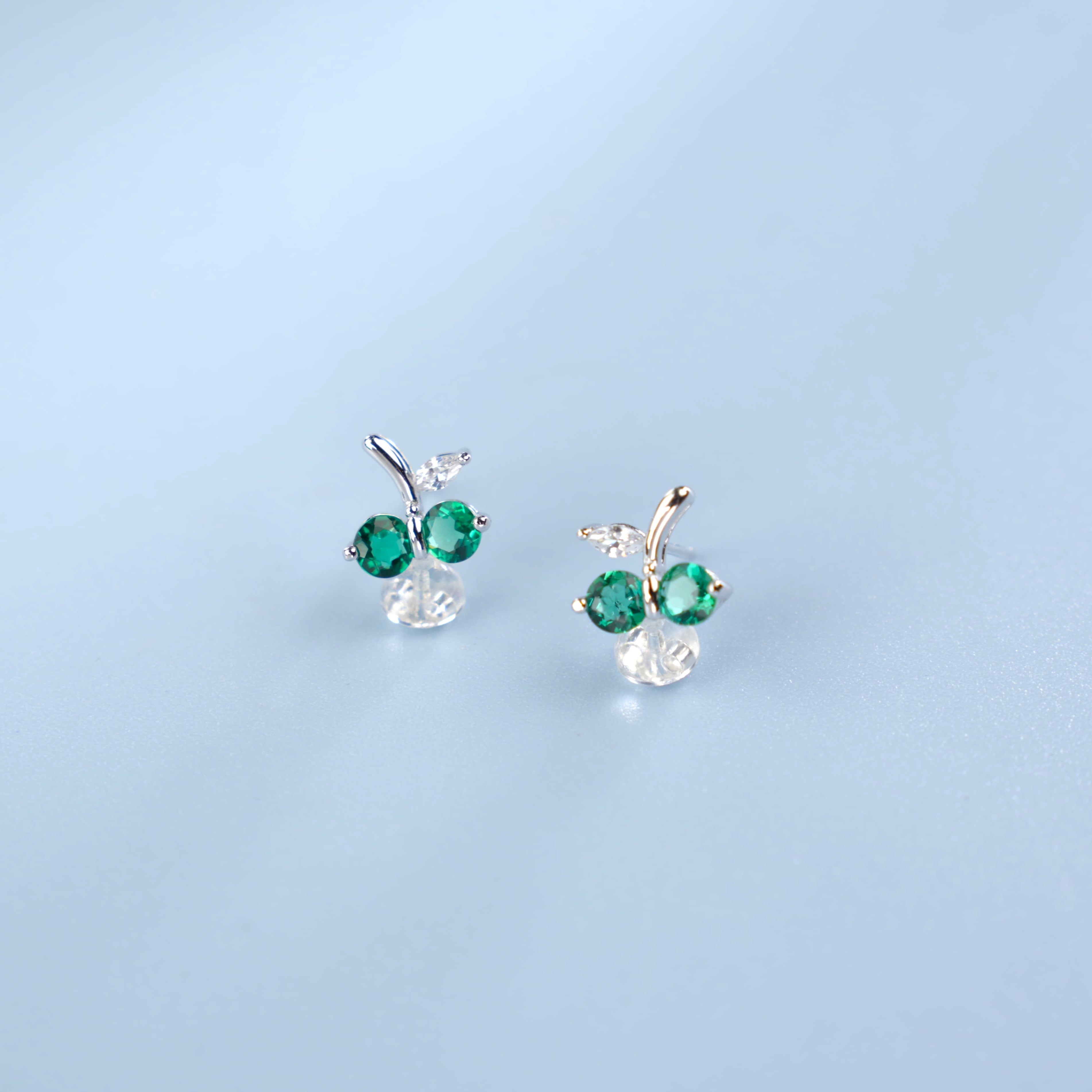 Paired Pearl Radiance | Double Round Lab-Created Emerald Diamond Studs