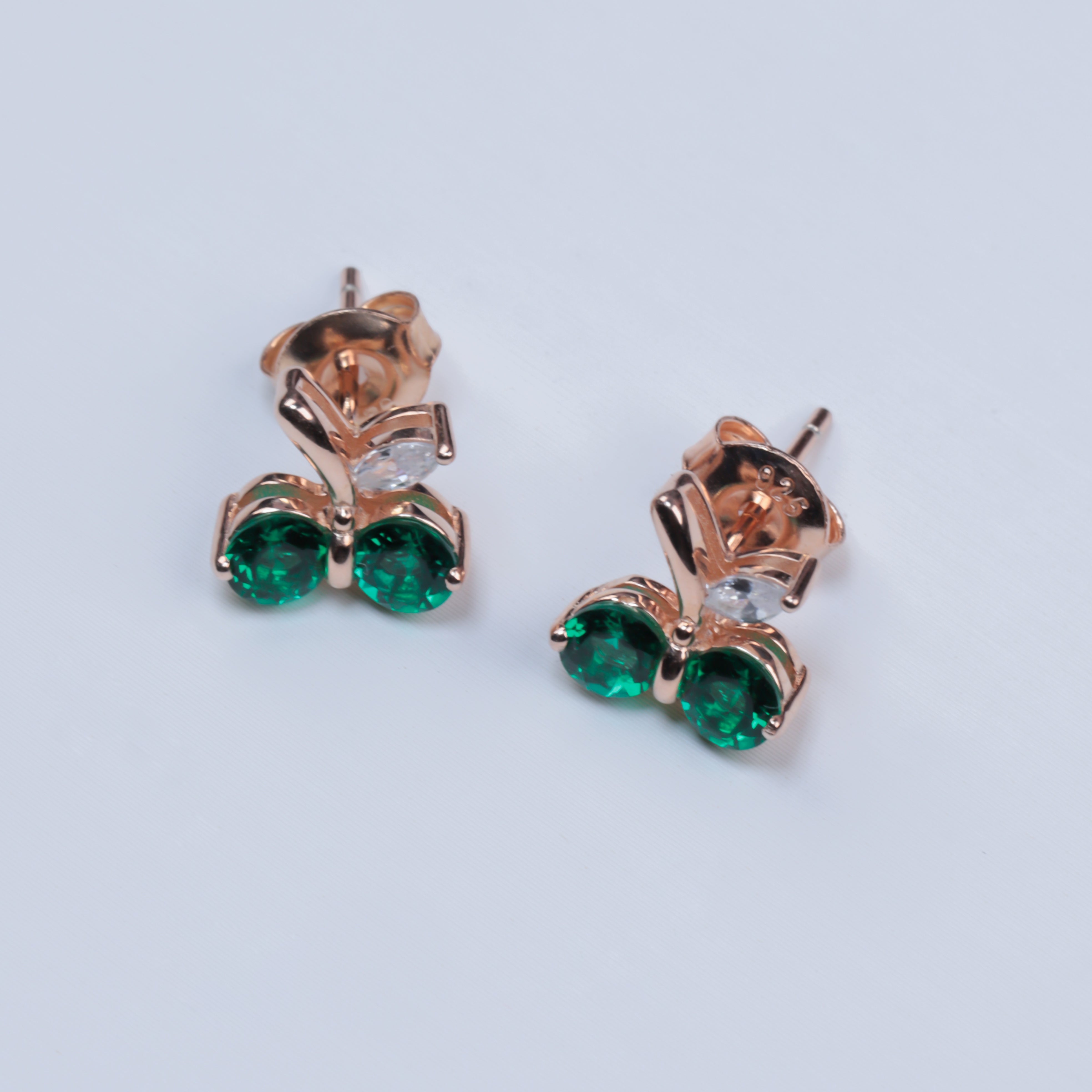 Paired Pearl Radiance | Double Round Lab-Created Emerald Diamond Studs