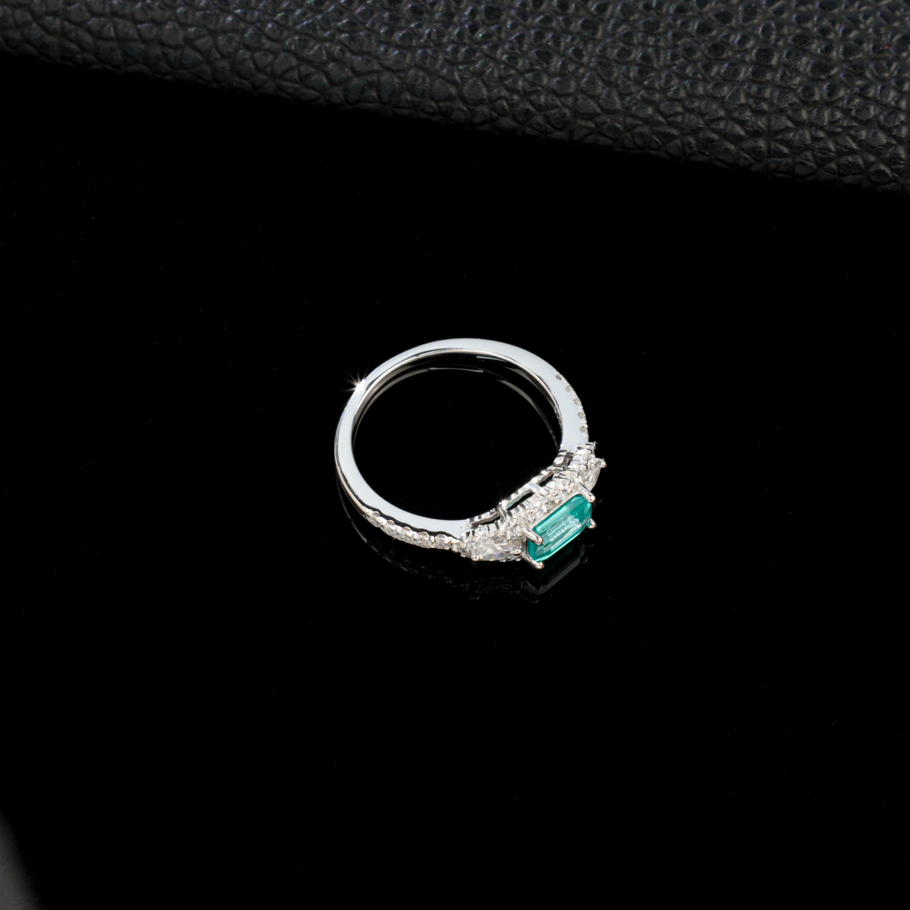 Lab-Grown Paraiba Tourmaline - Diamond Cluster Ocean Blue Fairy Trail Ring