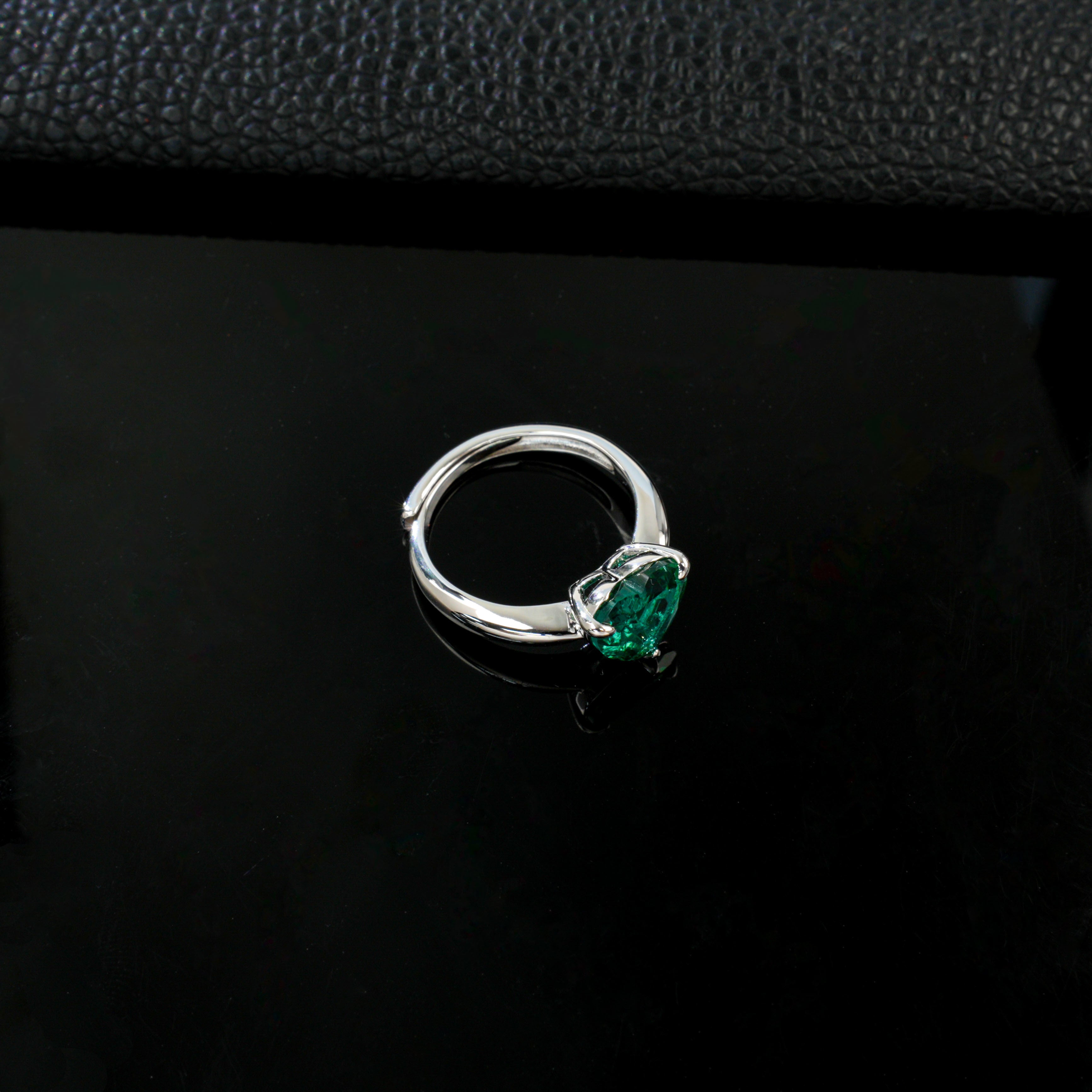 Lab-Grown Emerald - Heart Ripple Emerald Glow Solitaire Ring