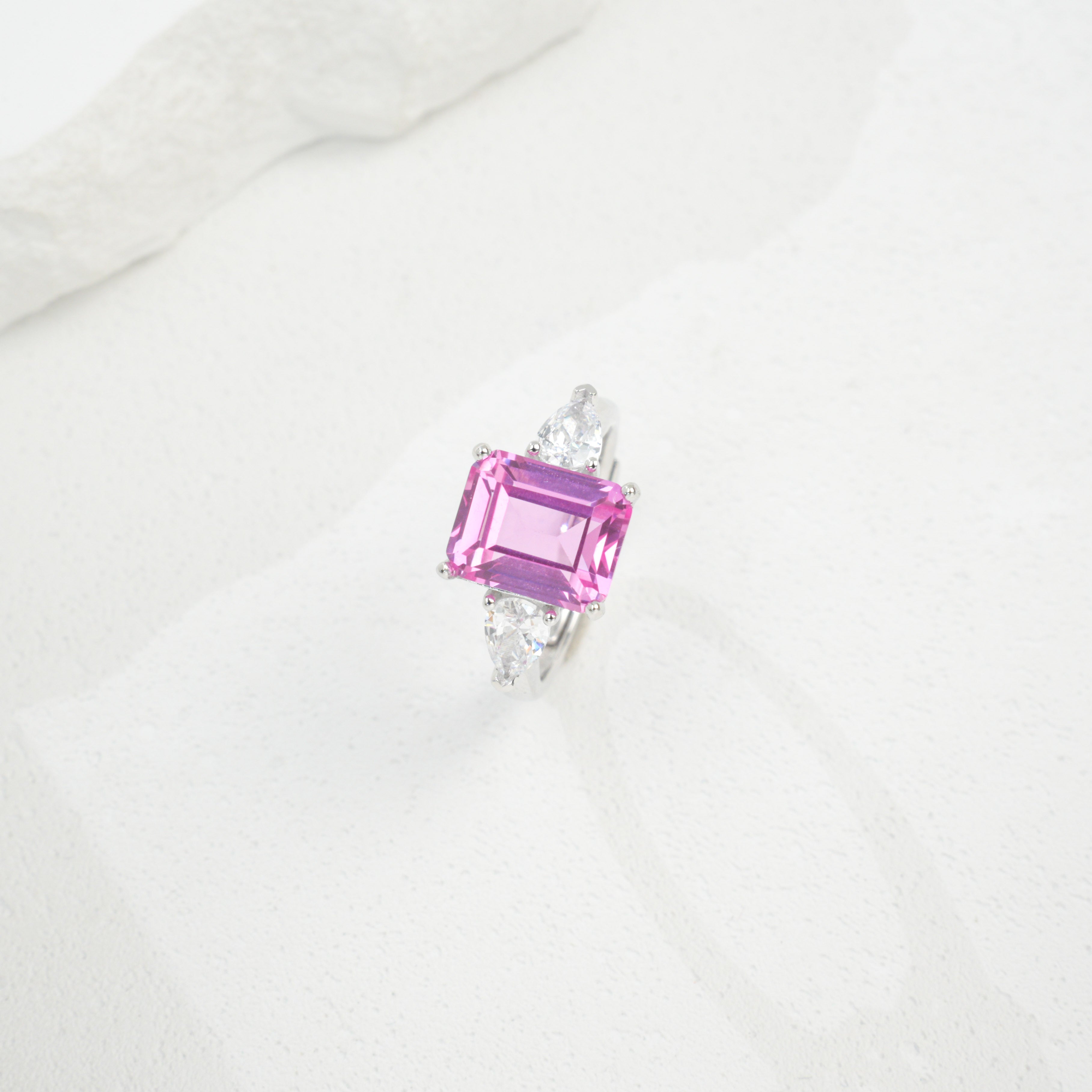 Lab-Grown Emerald - Square Emerald Star-Accented Ring