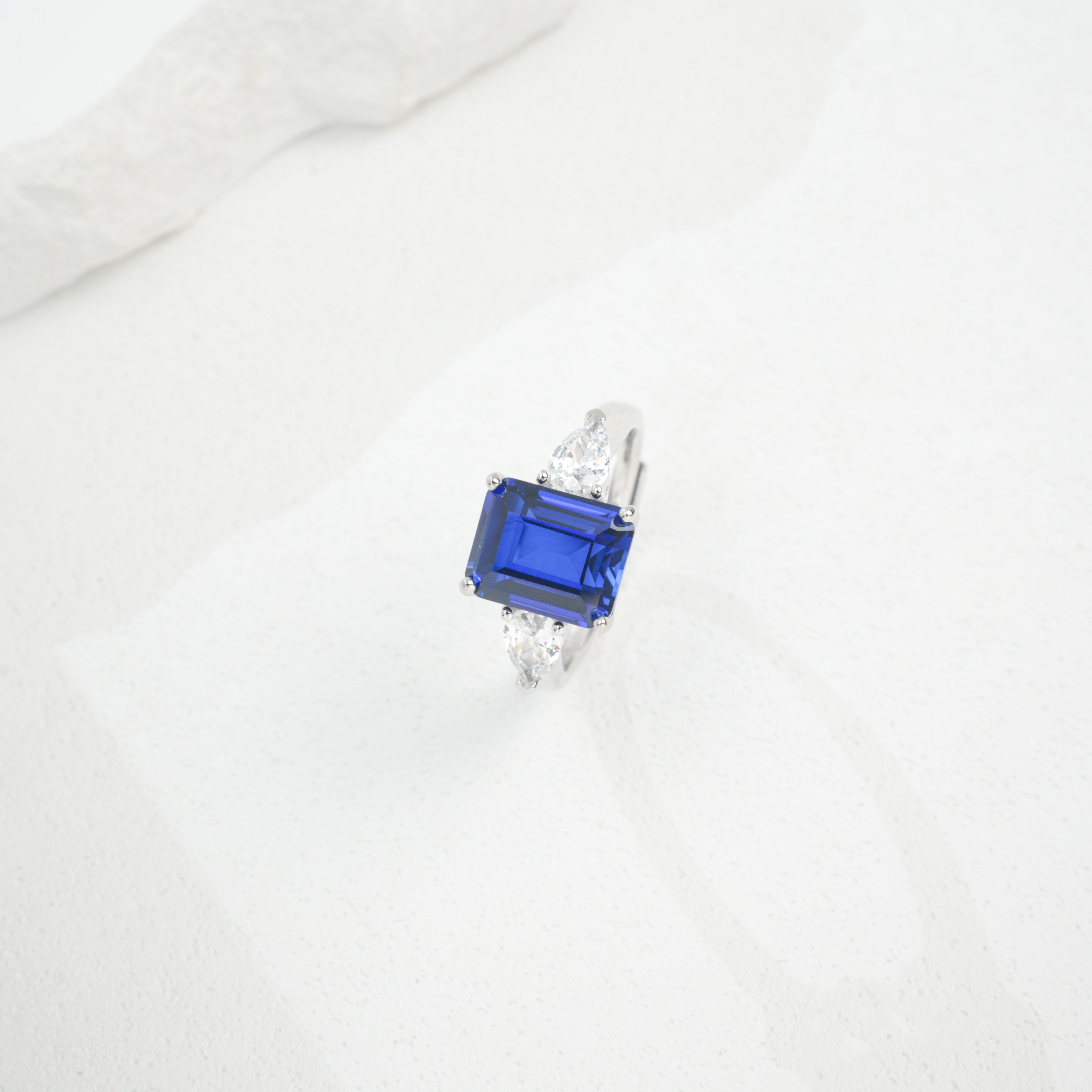 Lab-Grown Emerald - Square Emerald Star-Accented Ring