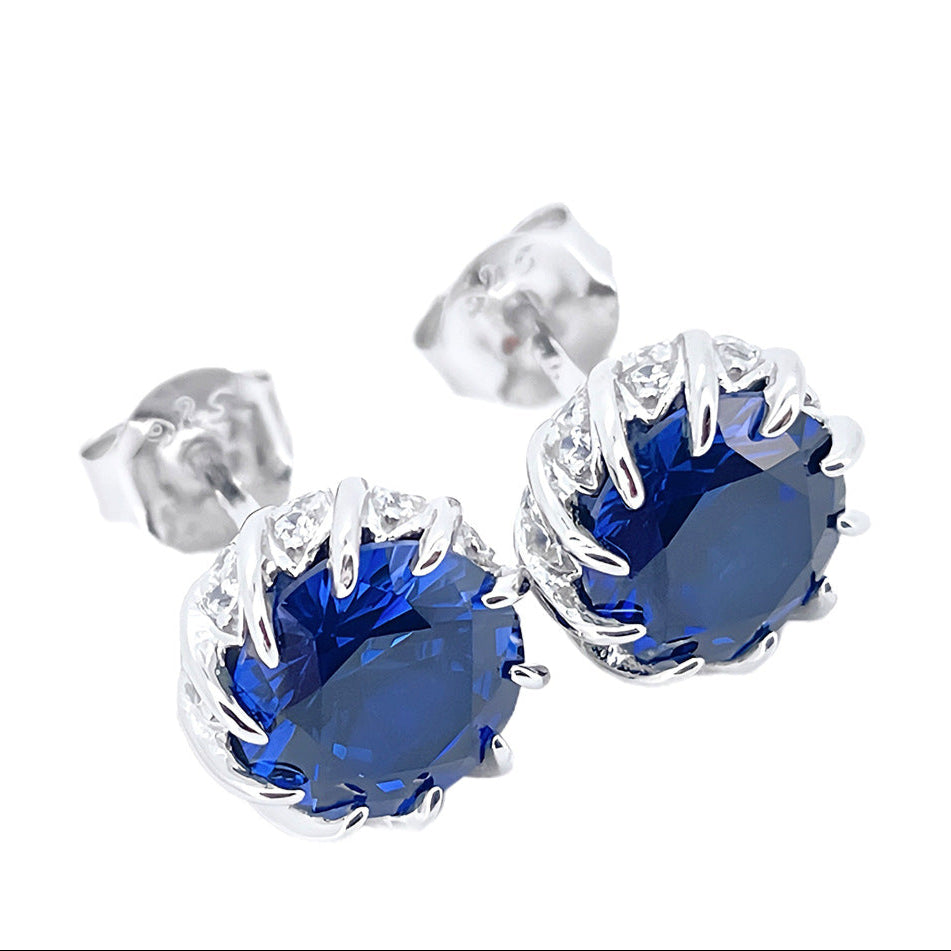 Halo Sapphire Stud Earrings