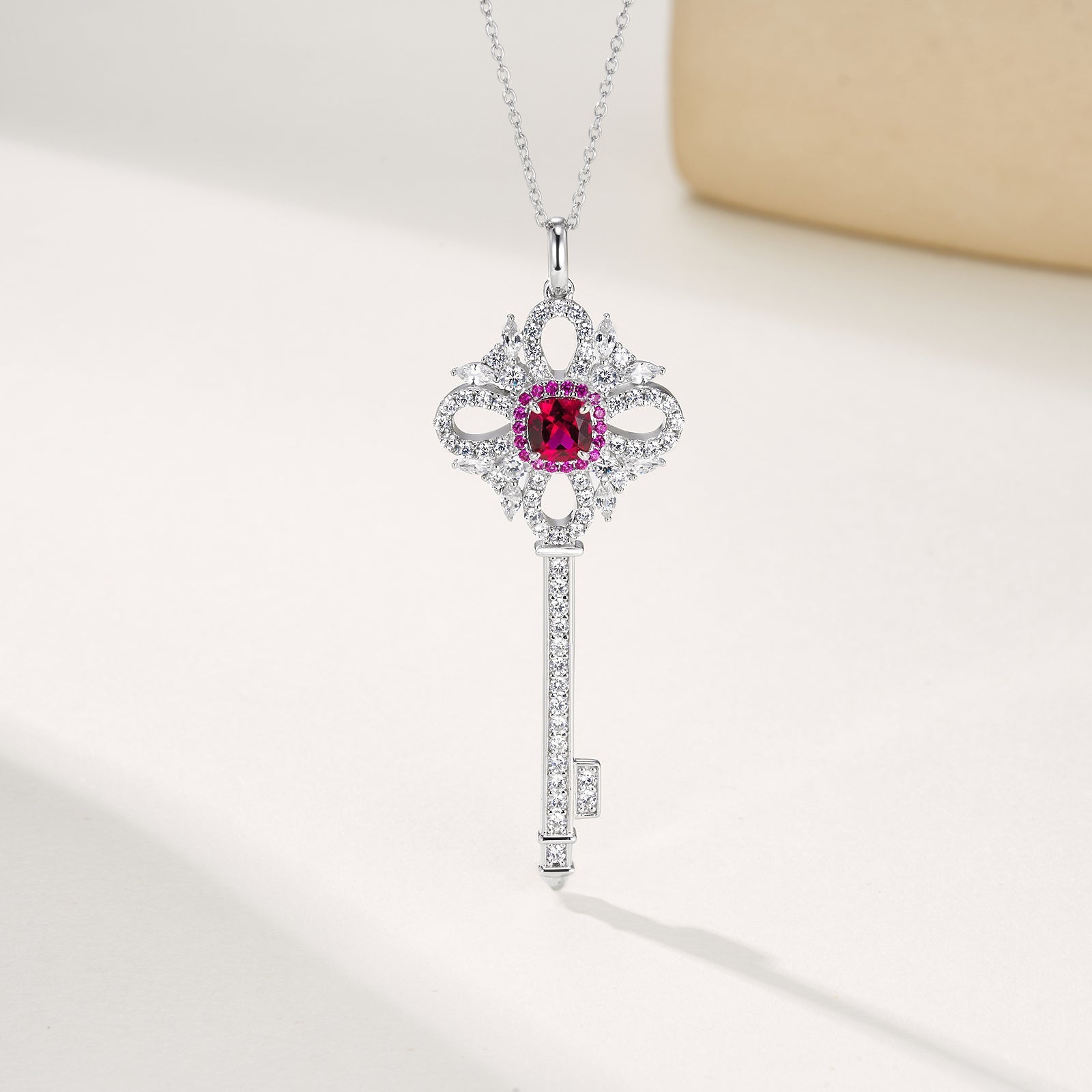 Ruby Key Pendant Necklace