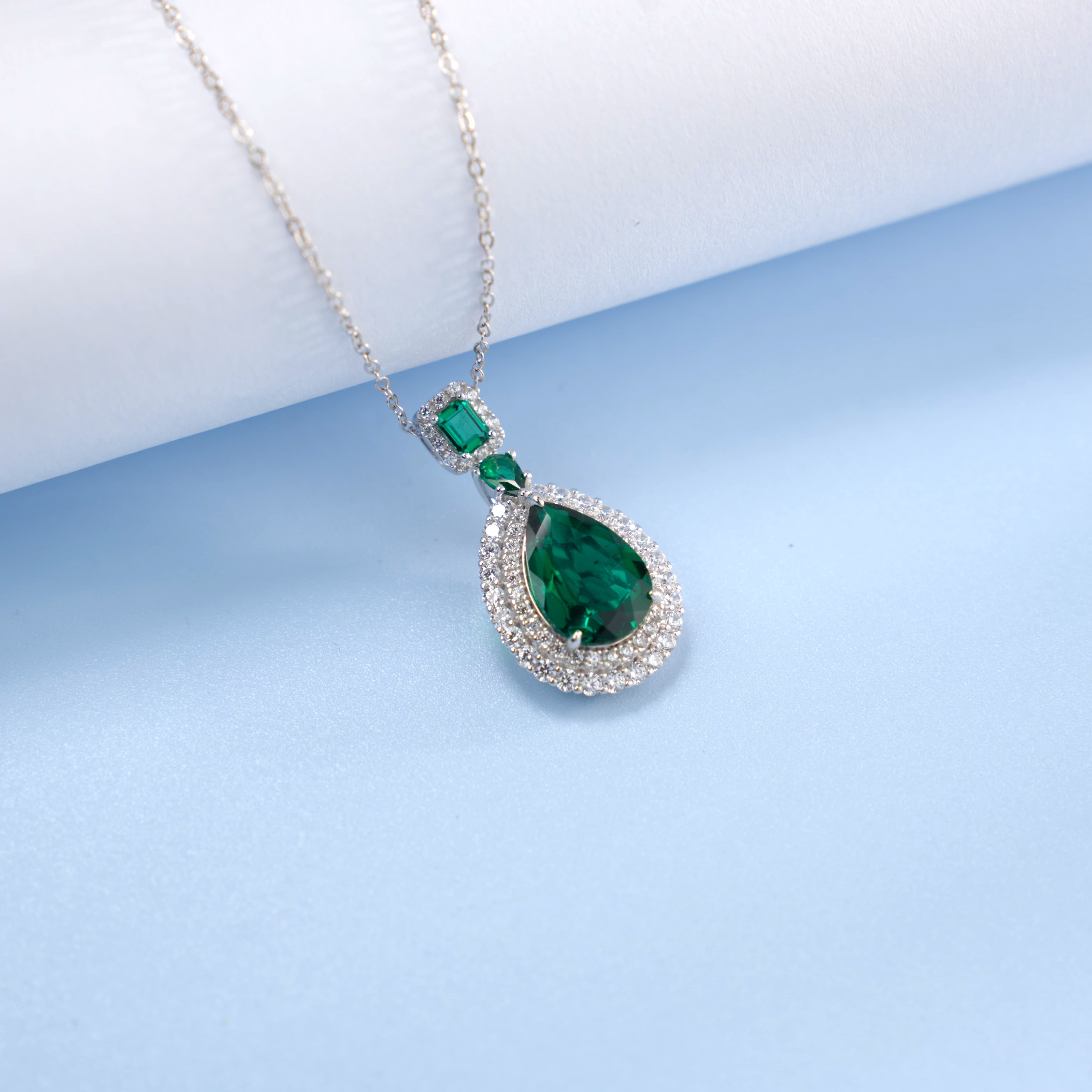 Teardrop Emerald Statement Necklace