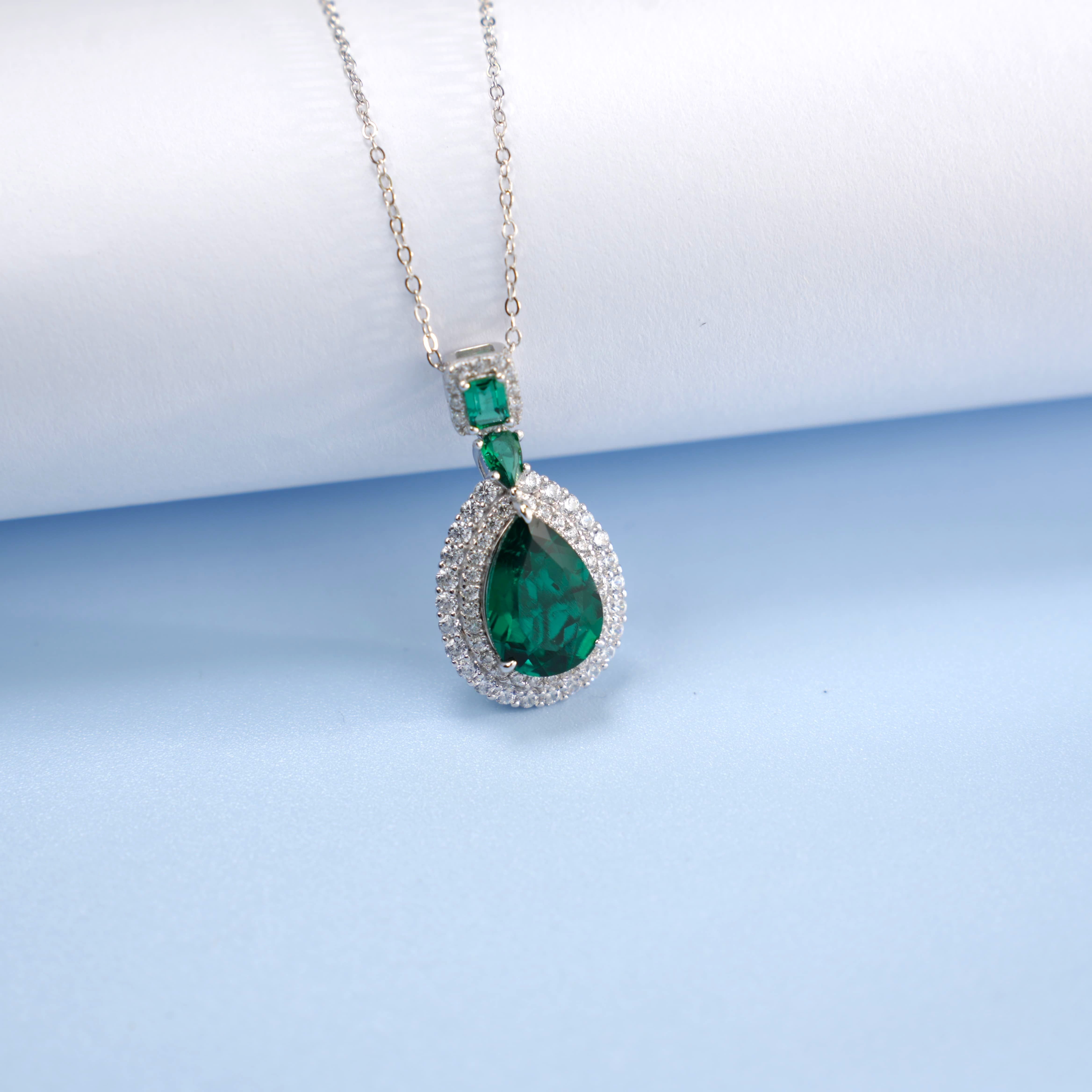 Teardrop Emerald Statement Necklace