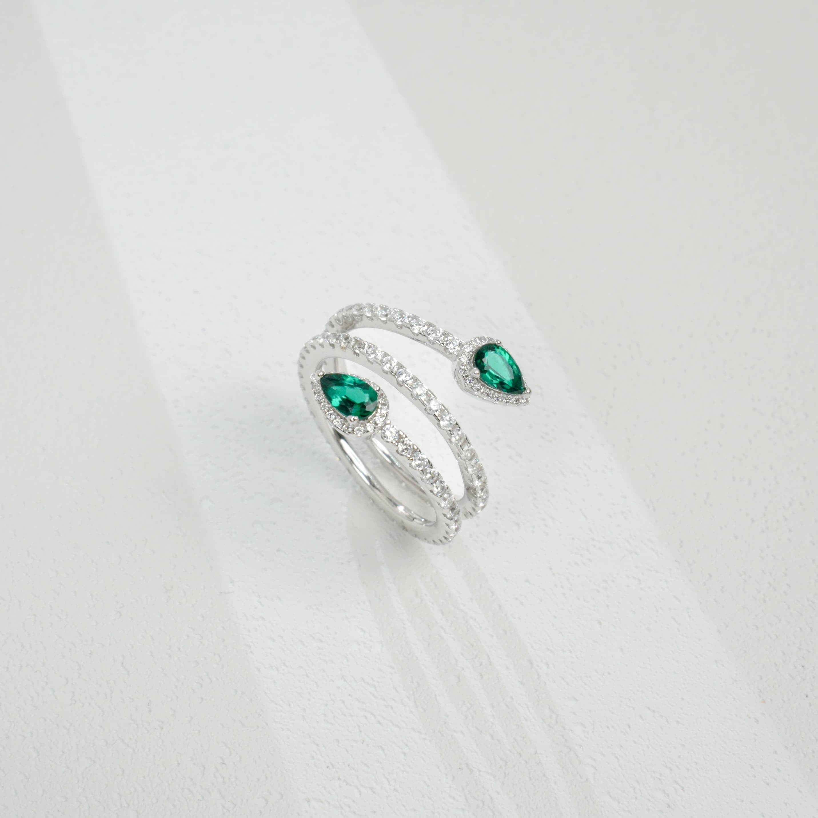 Double Teardrop Emerald Ring