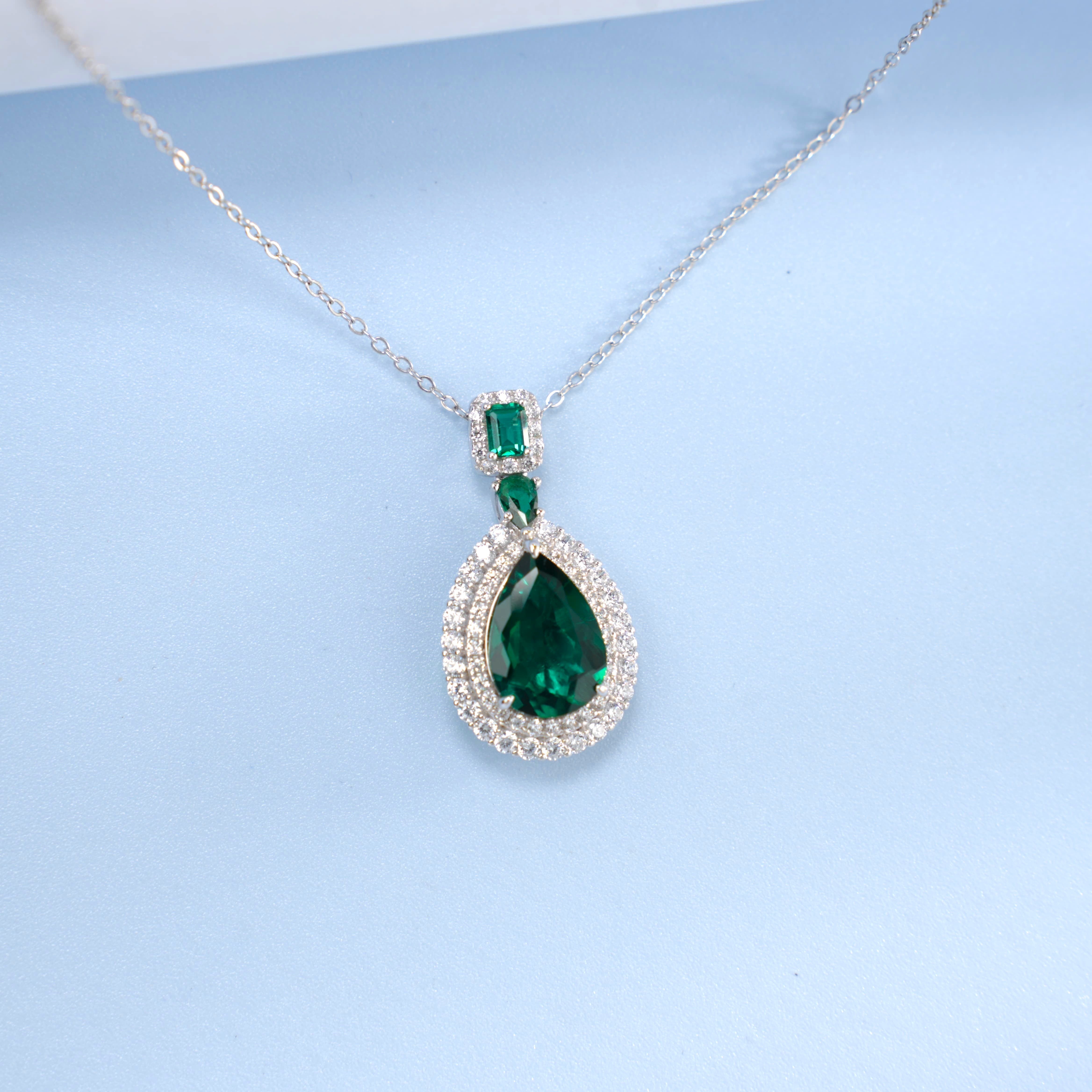 Teardrop Emerald Statement Necklace