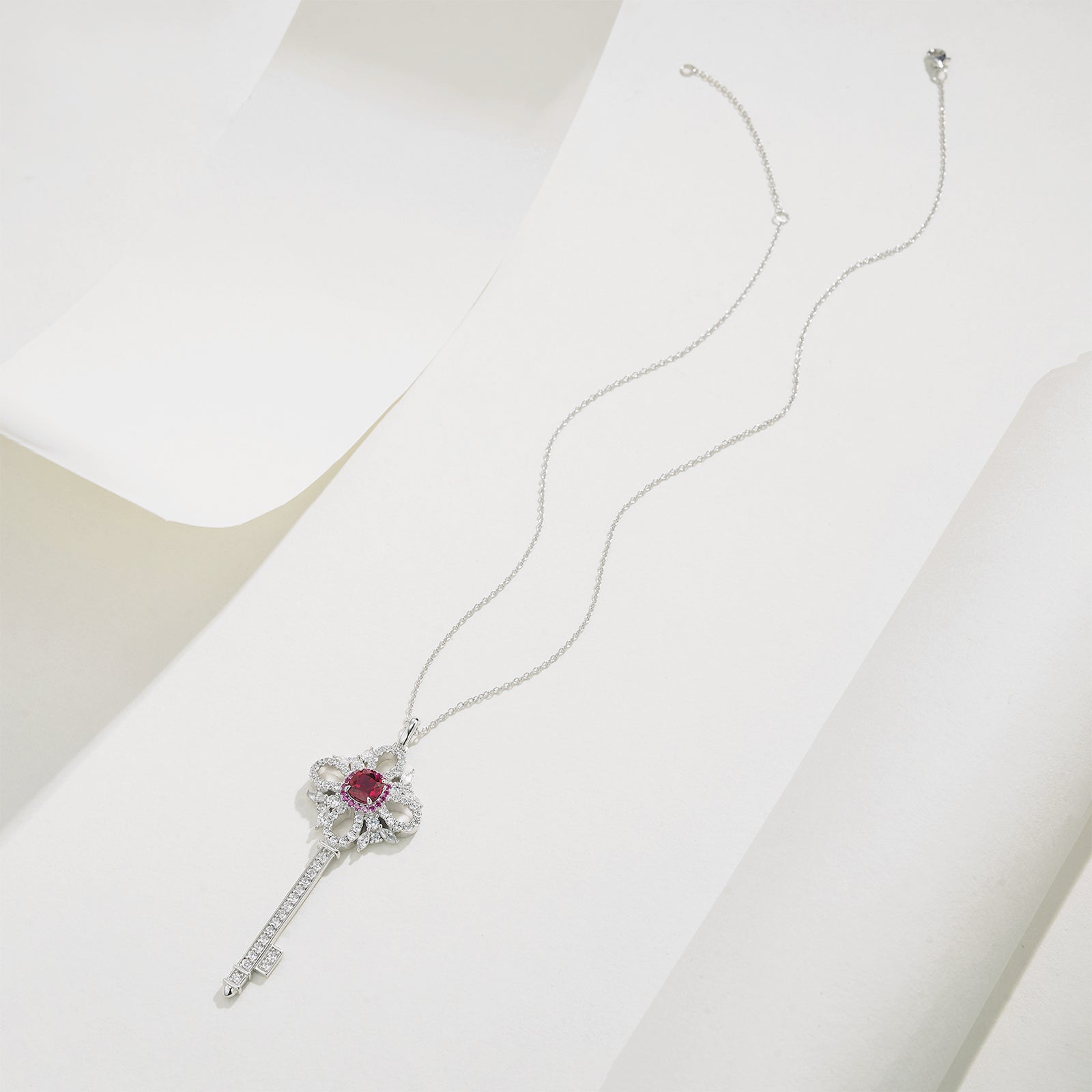 Ruby Key Pendant Necklace