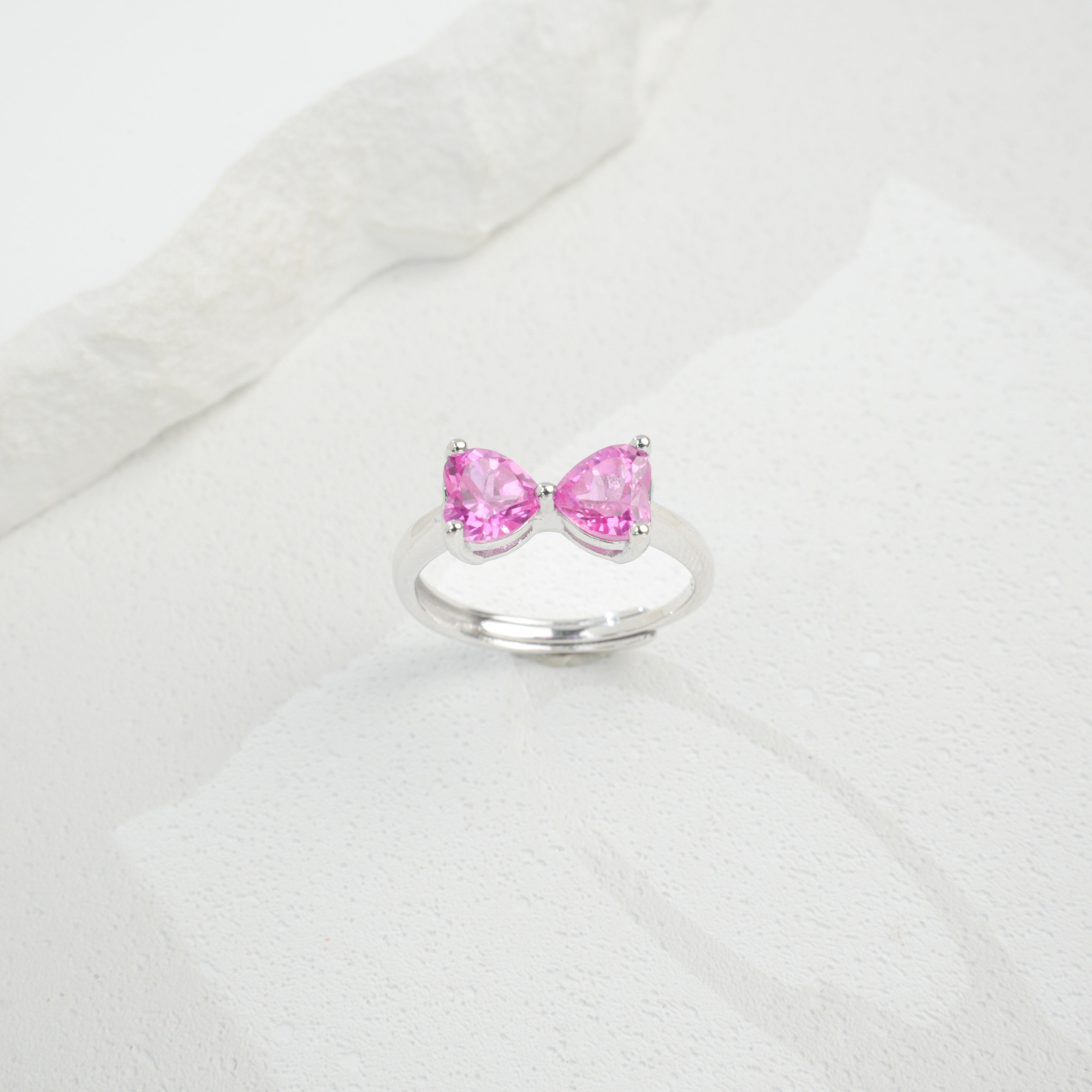 Lab-Grown Padparadscha - Double-Heart Soft Crimson Ring