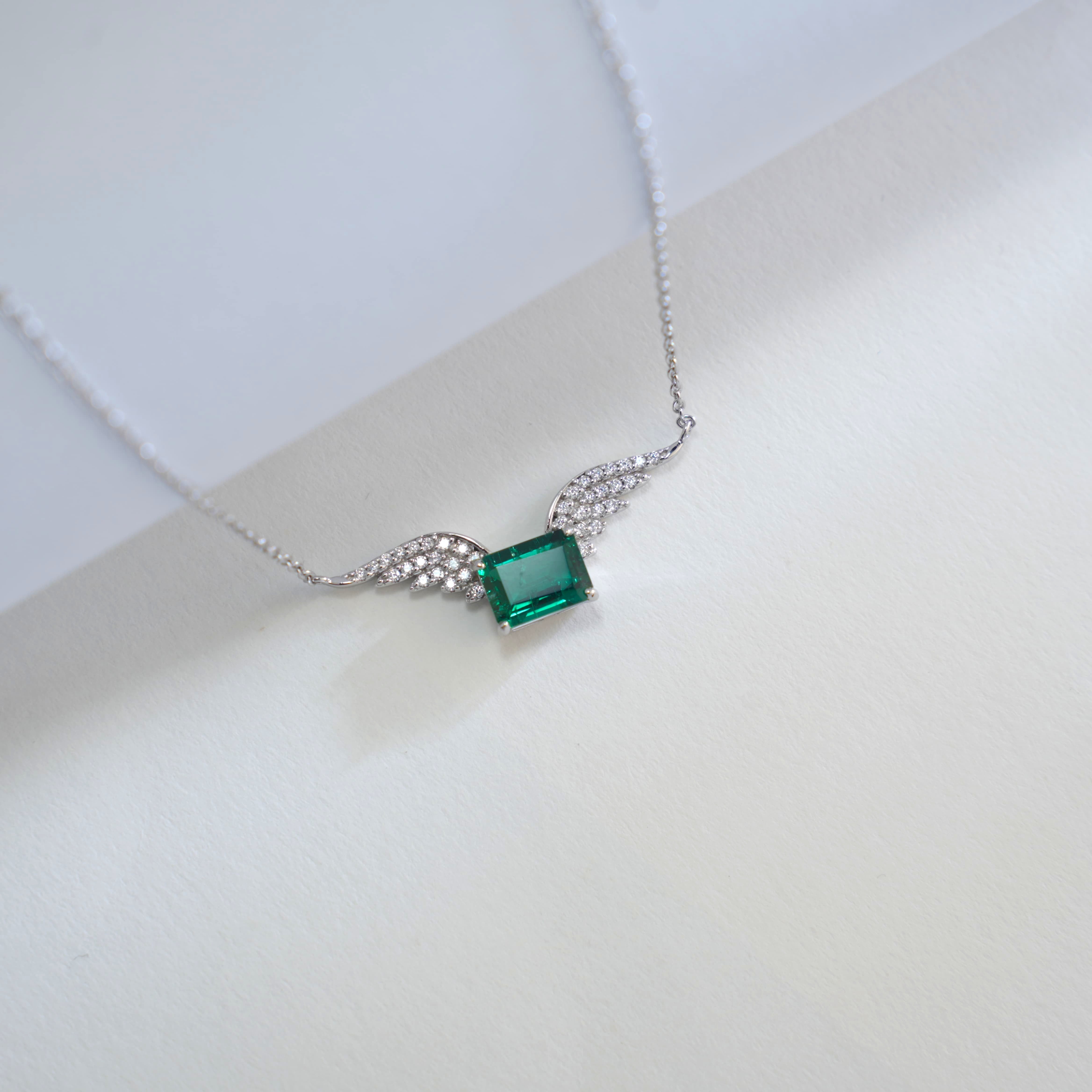 Winged Emerald Statement Necklace