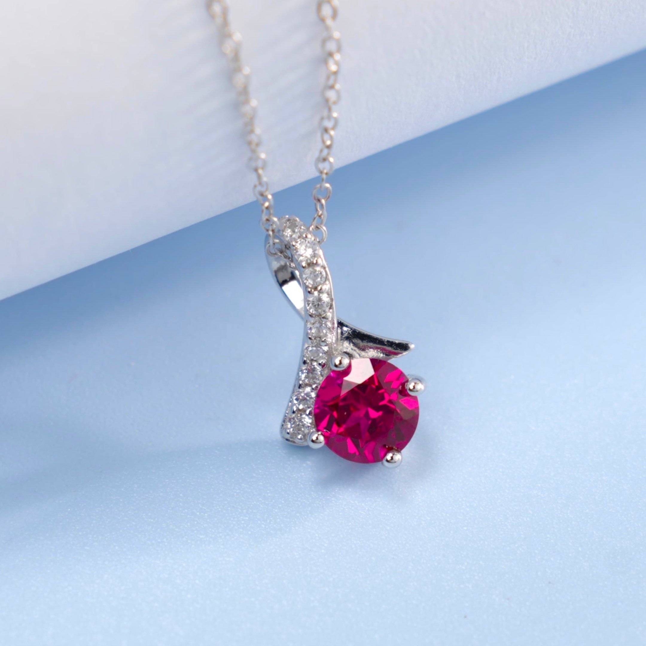 Elegant Ruby Solitaire Necklace