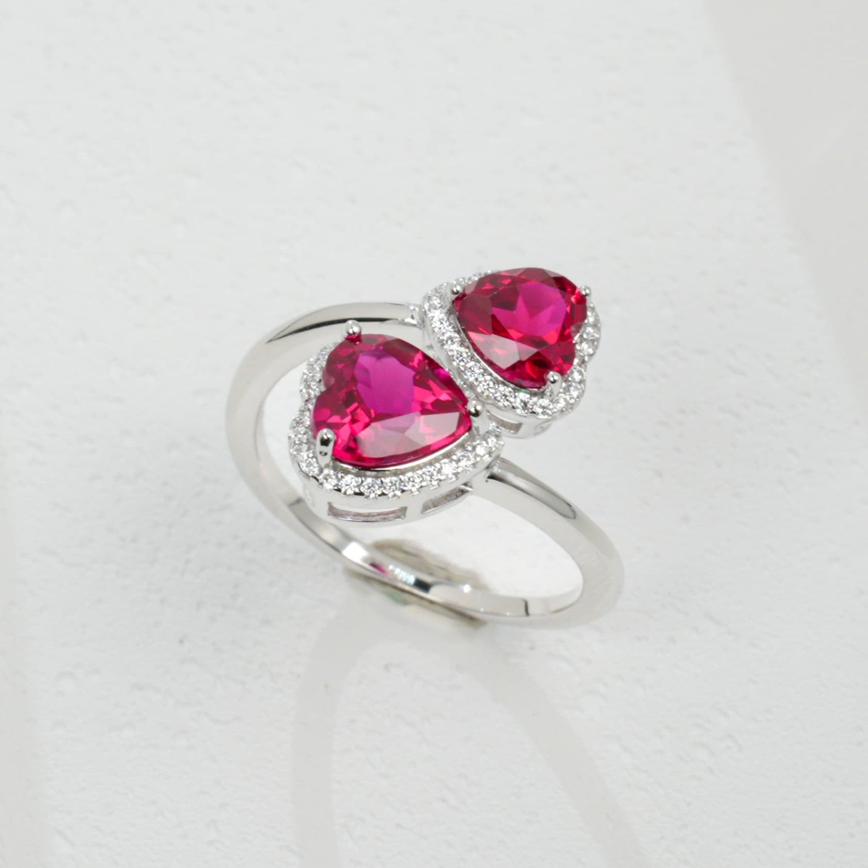 Double ruby heart ring