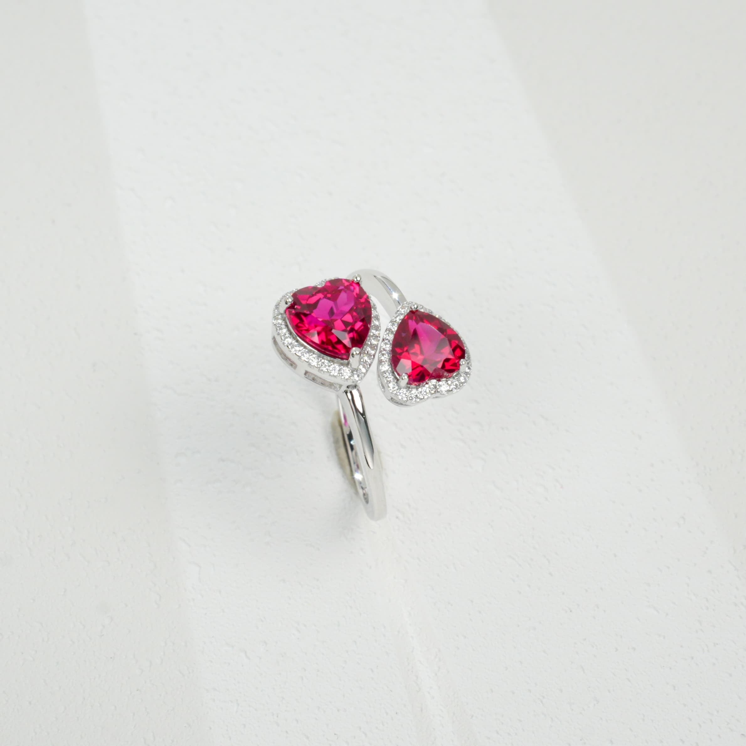 Double ruby heart ring