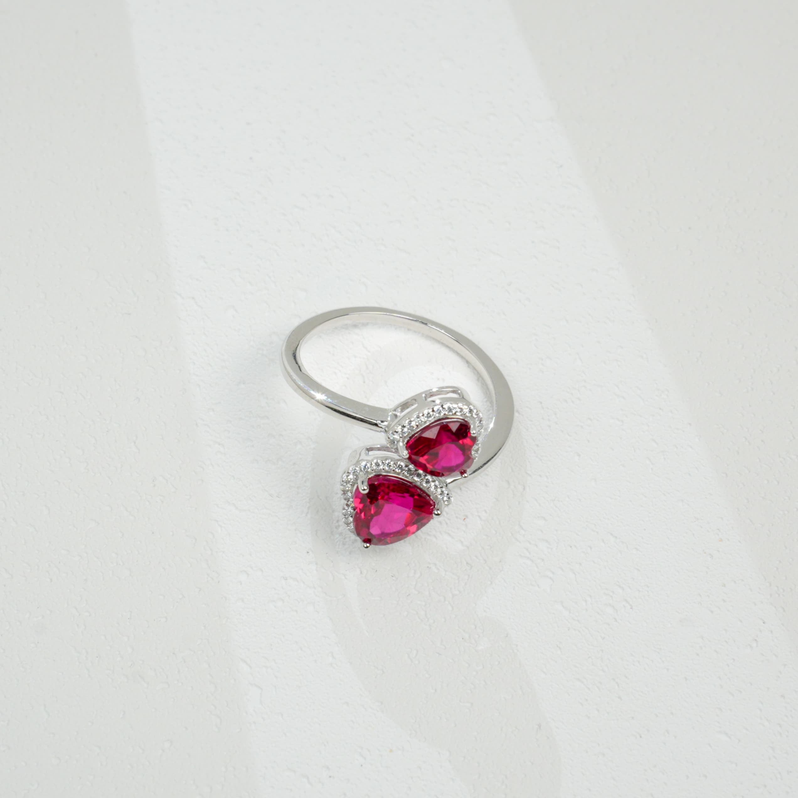 Double ruby heart ring