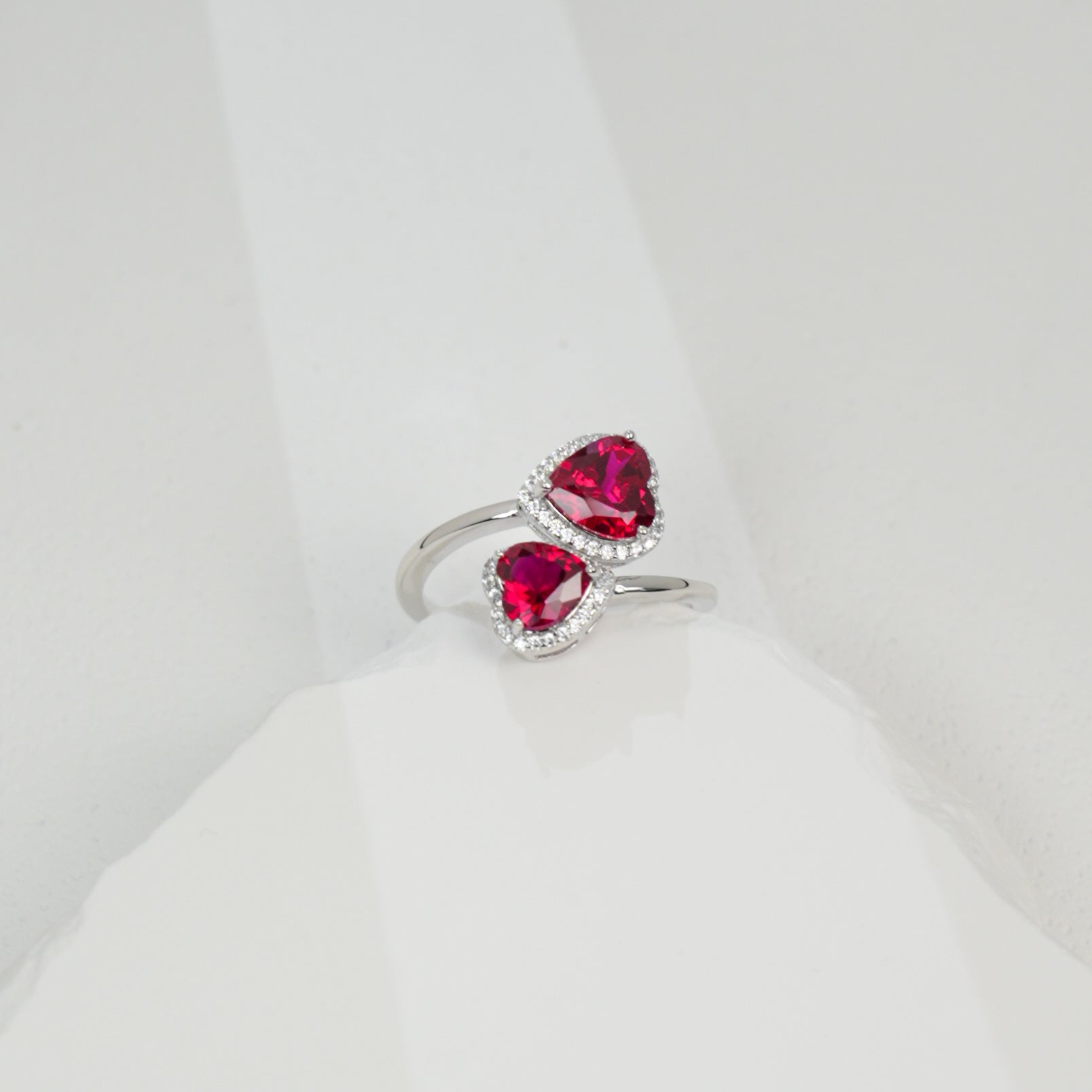 Double ruby heart ring