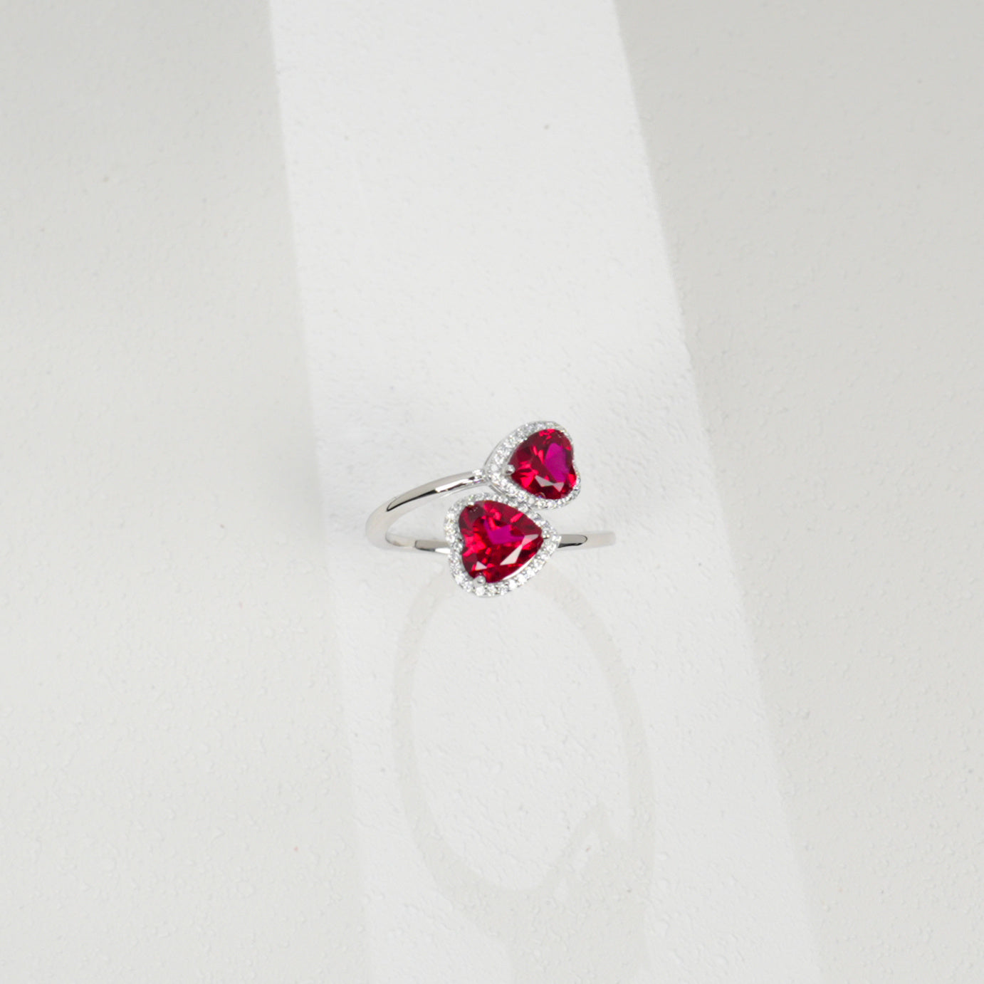 Double ruby heart ring