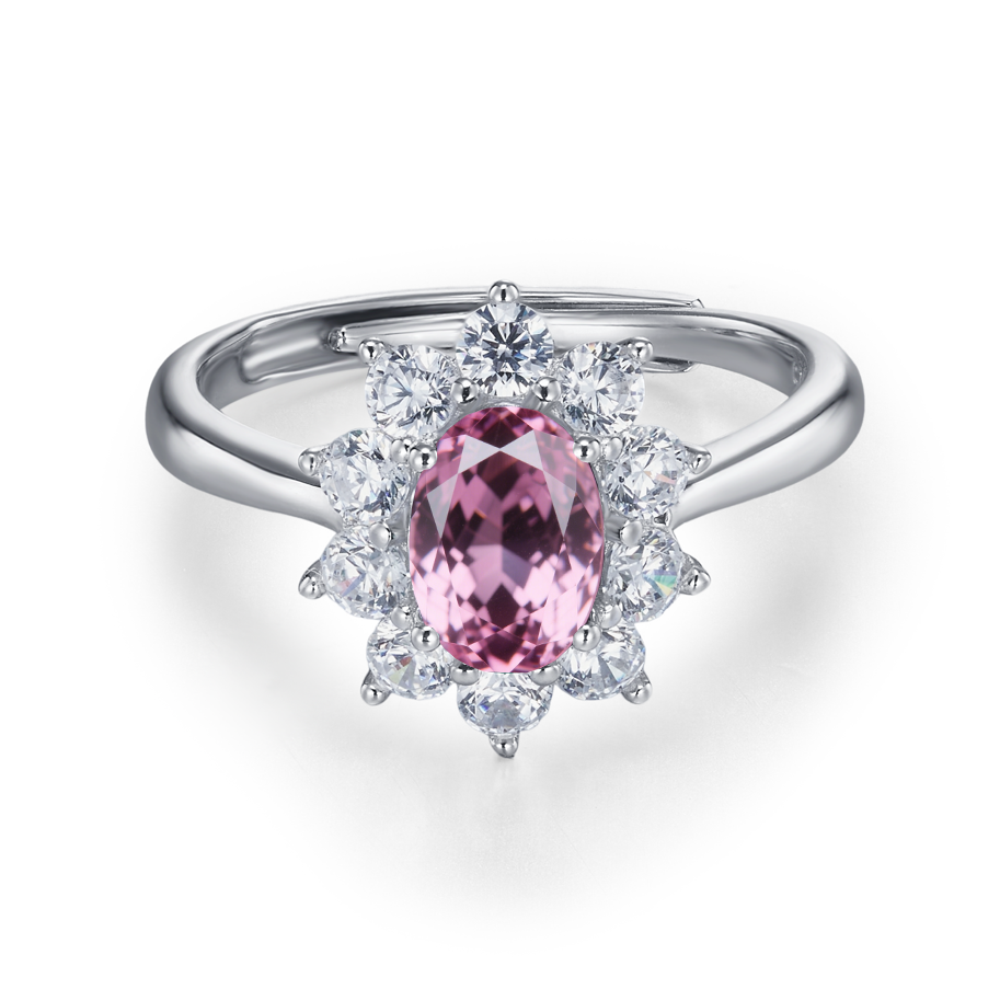 Oval padparadscha ring