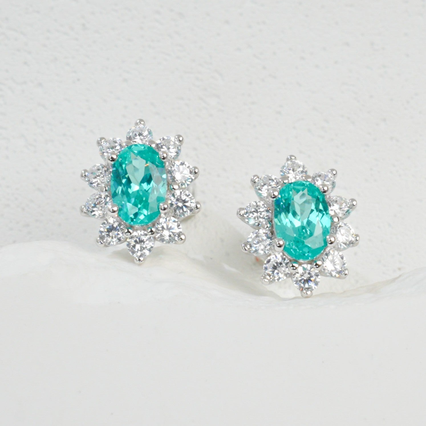 Paraiba Halo Earrings