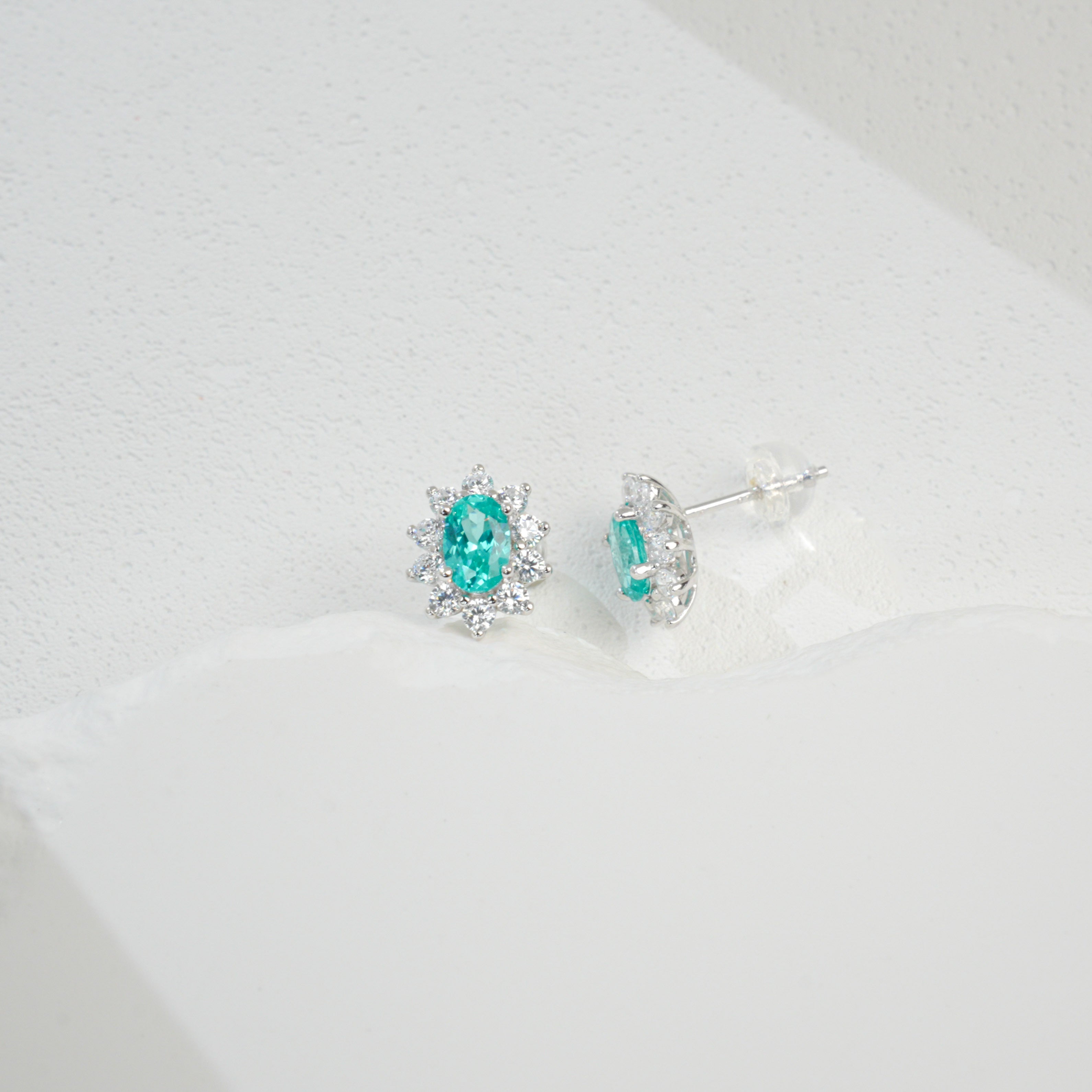Paraiba Halo Earrings