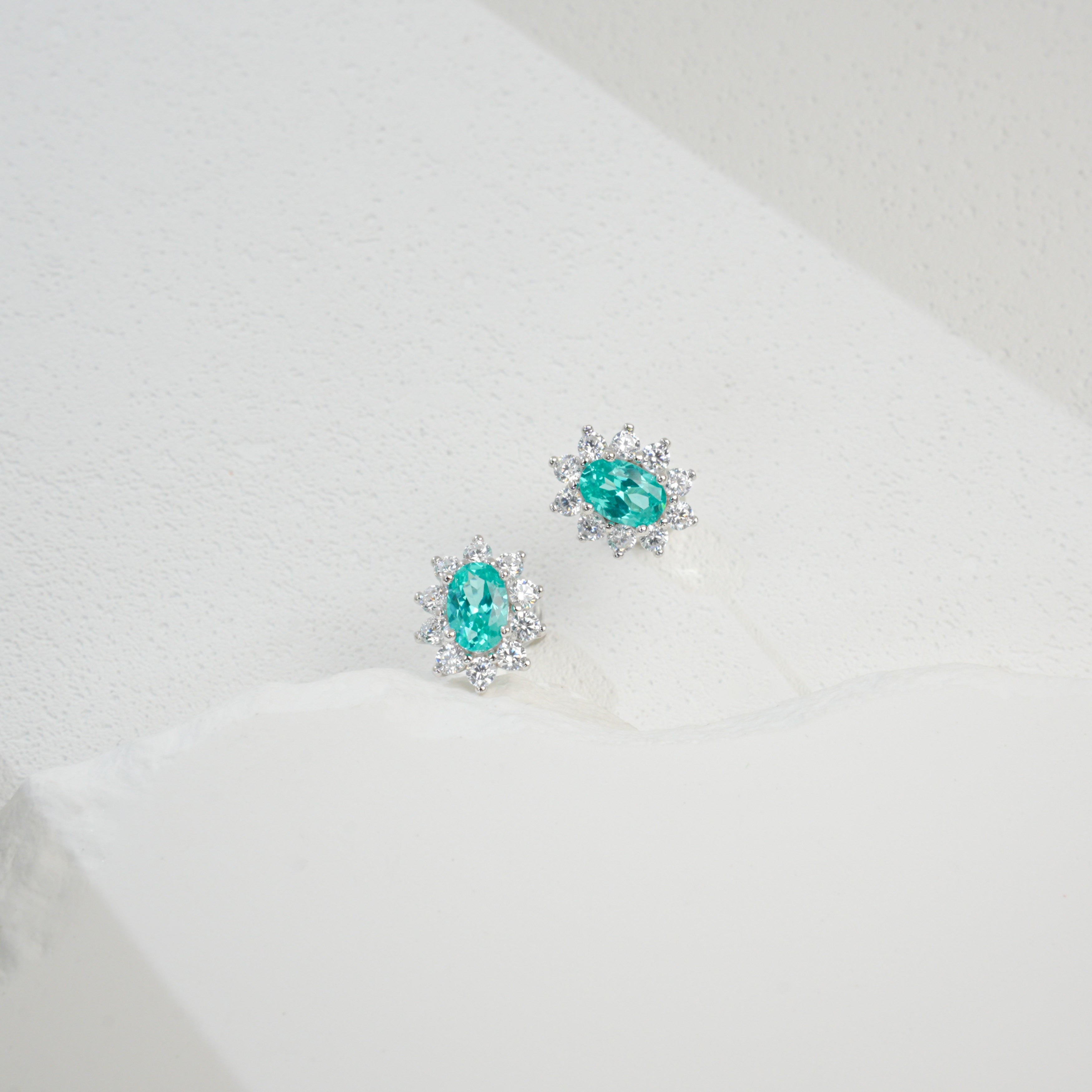 Paraiba Halo Earrings