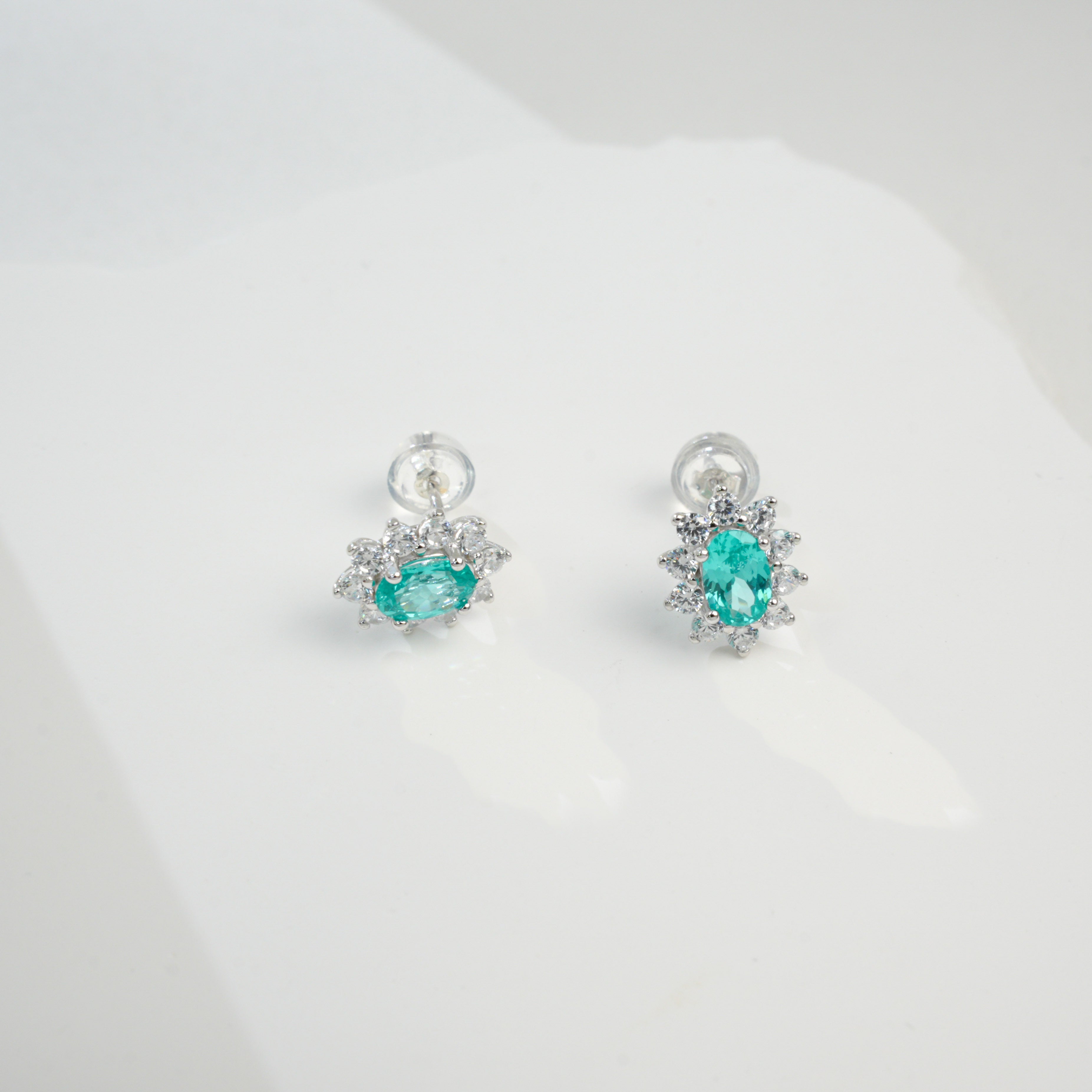 Paraiba Halo Earrings