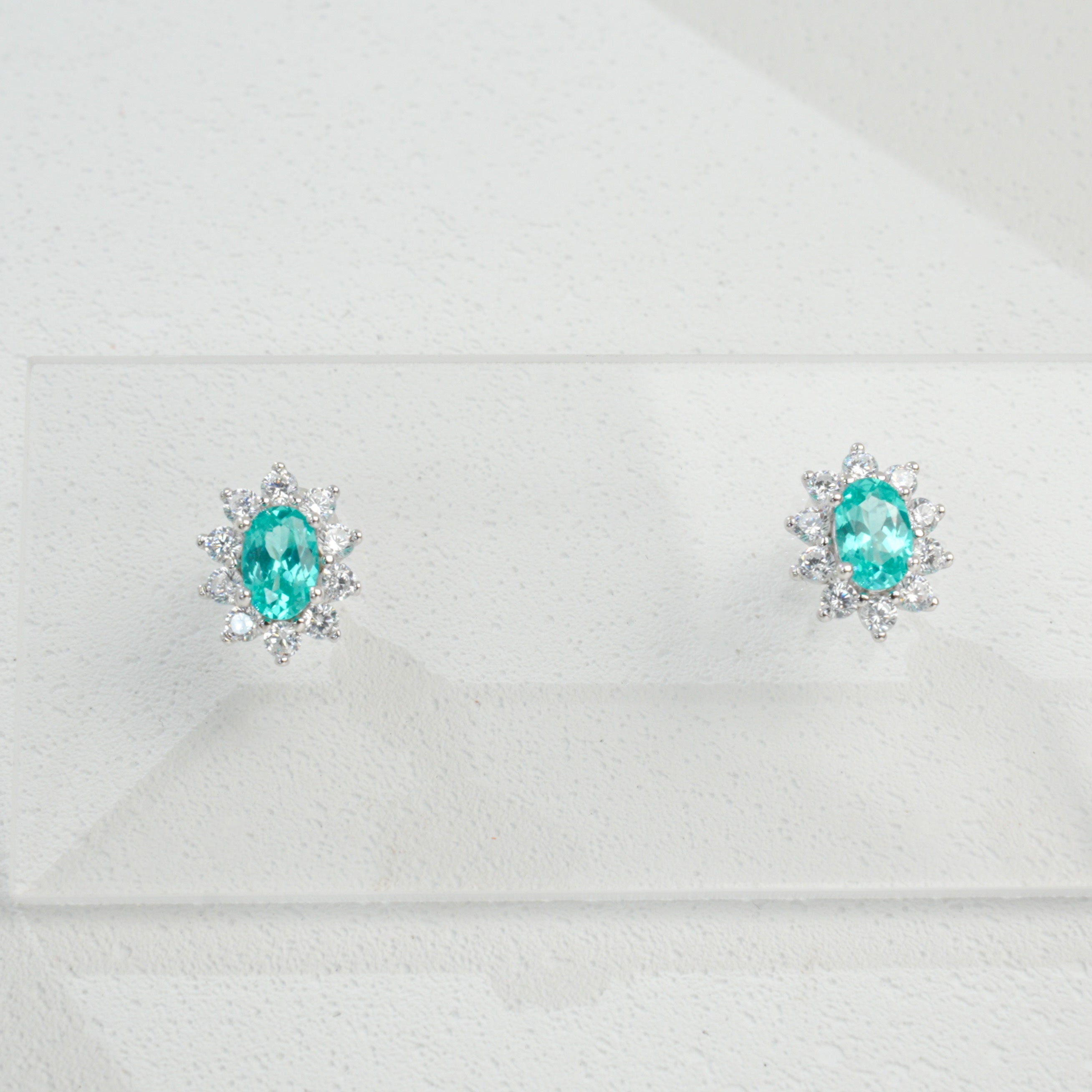 Paraiba Halo Earrings