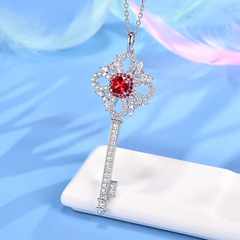 Ruby Key Pendant Necklace