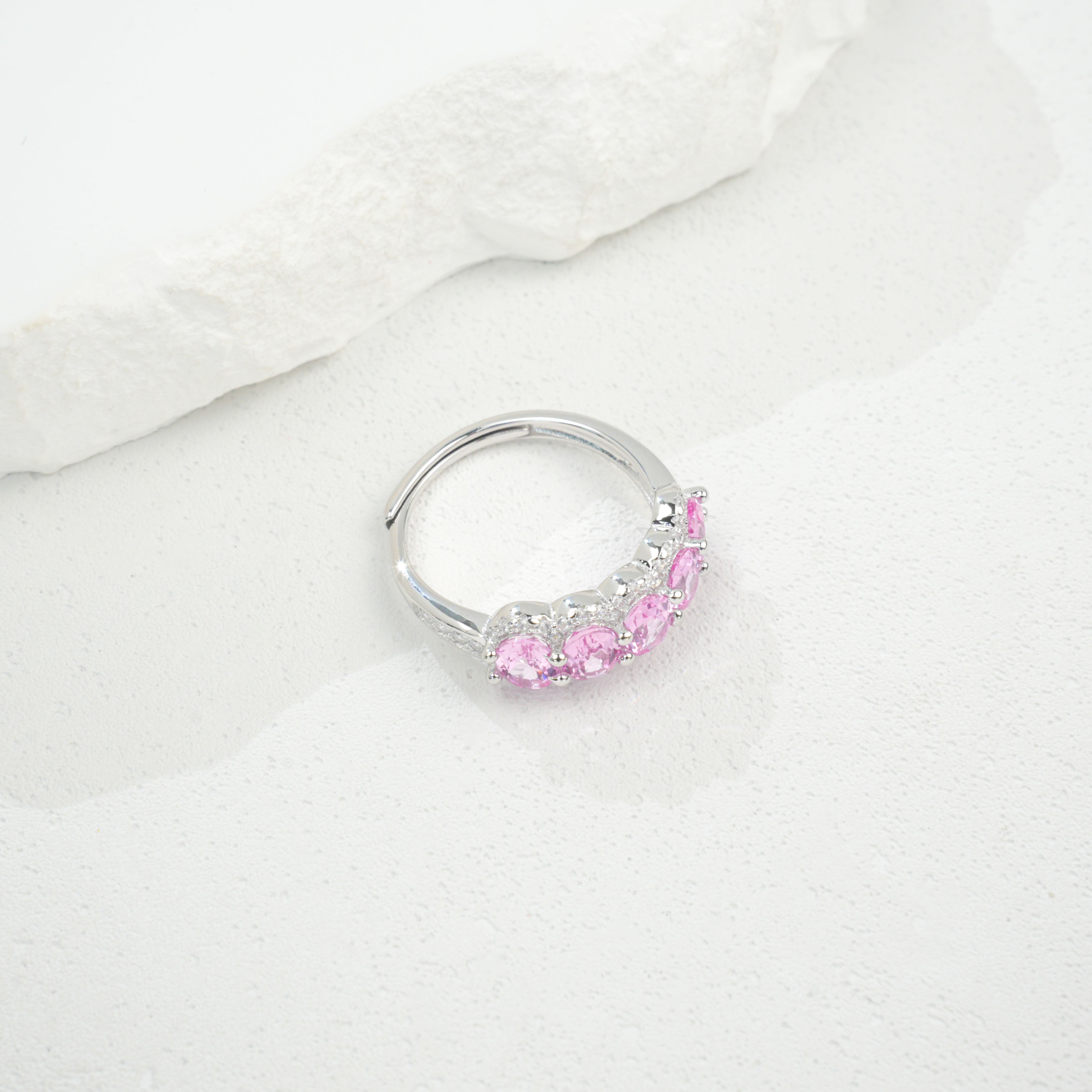 Lab-Grown Padparadscha - Pink Charm Beaded Soft Glow Ring