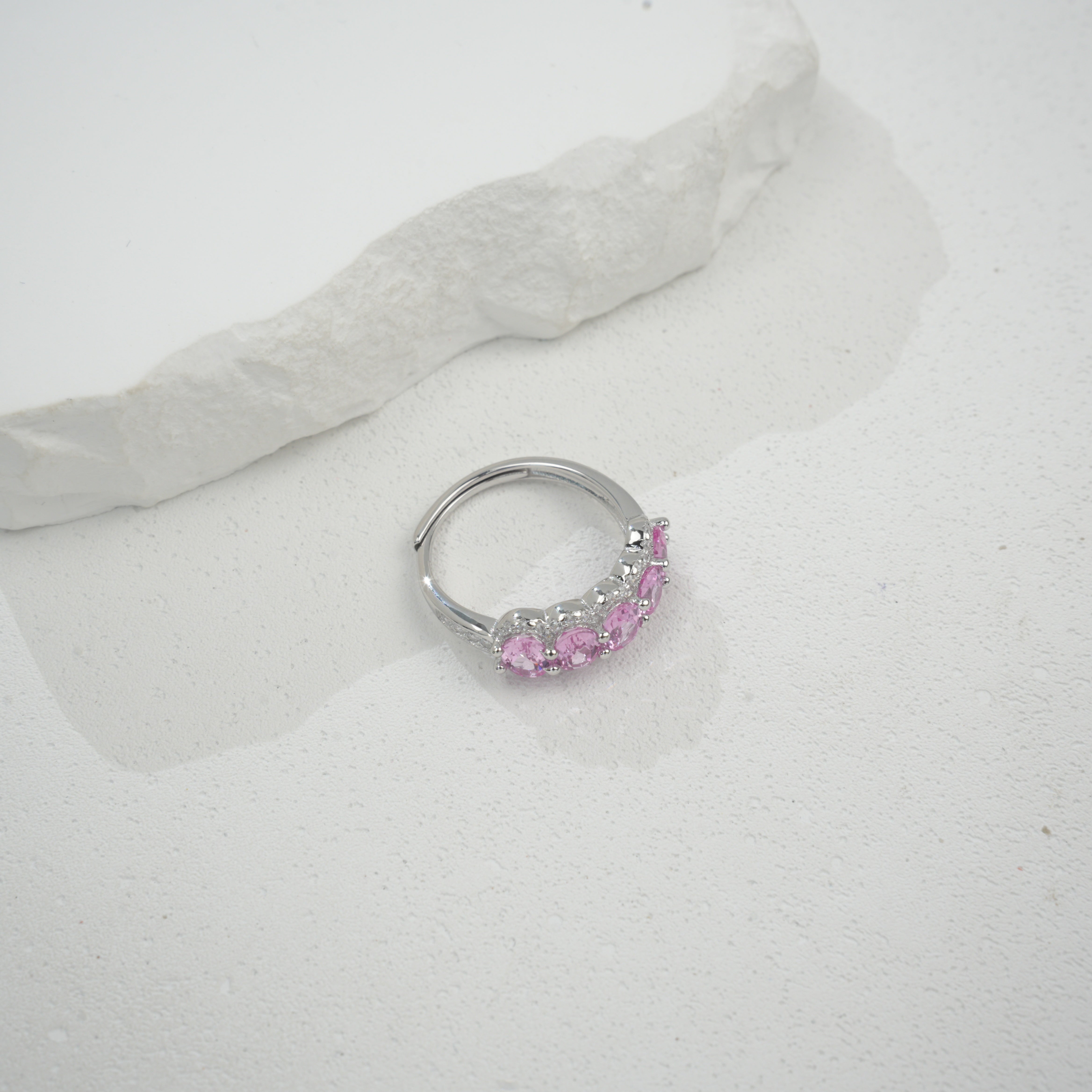 Lab-Grown Padparadscha - Pink Charm Beaded Soft Glow Ring
