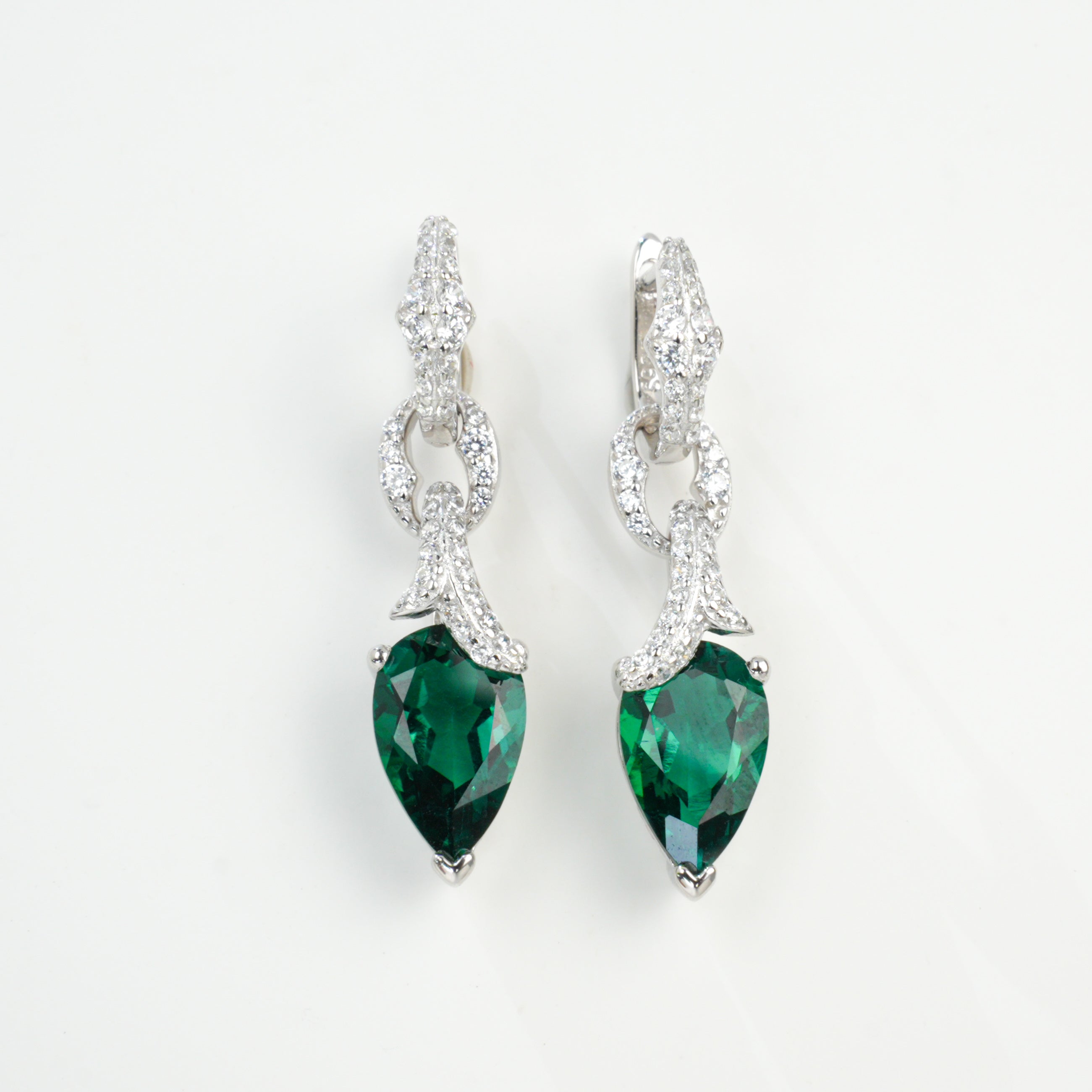 Lab-Grown Emerald Teardrop Earrings