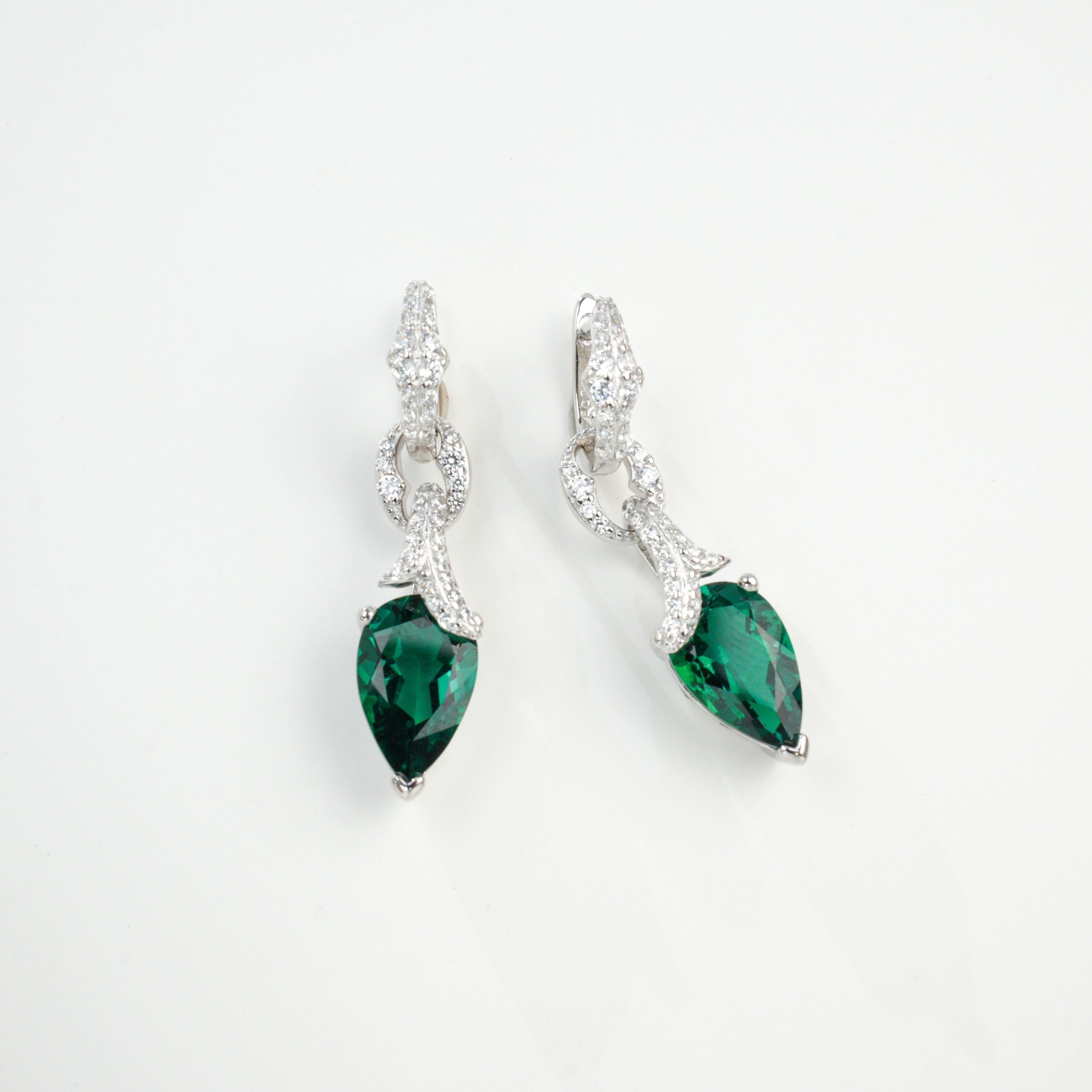 Lab-Grown Emerald Teardrop Earrings