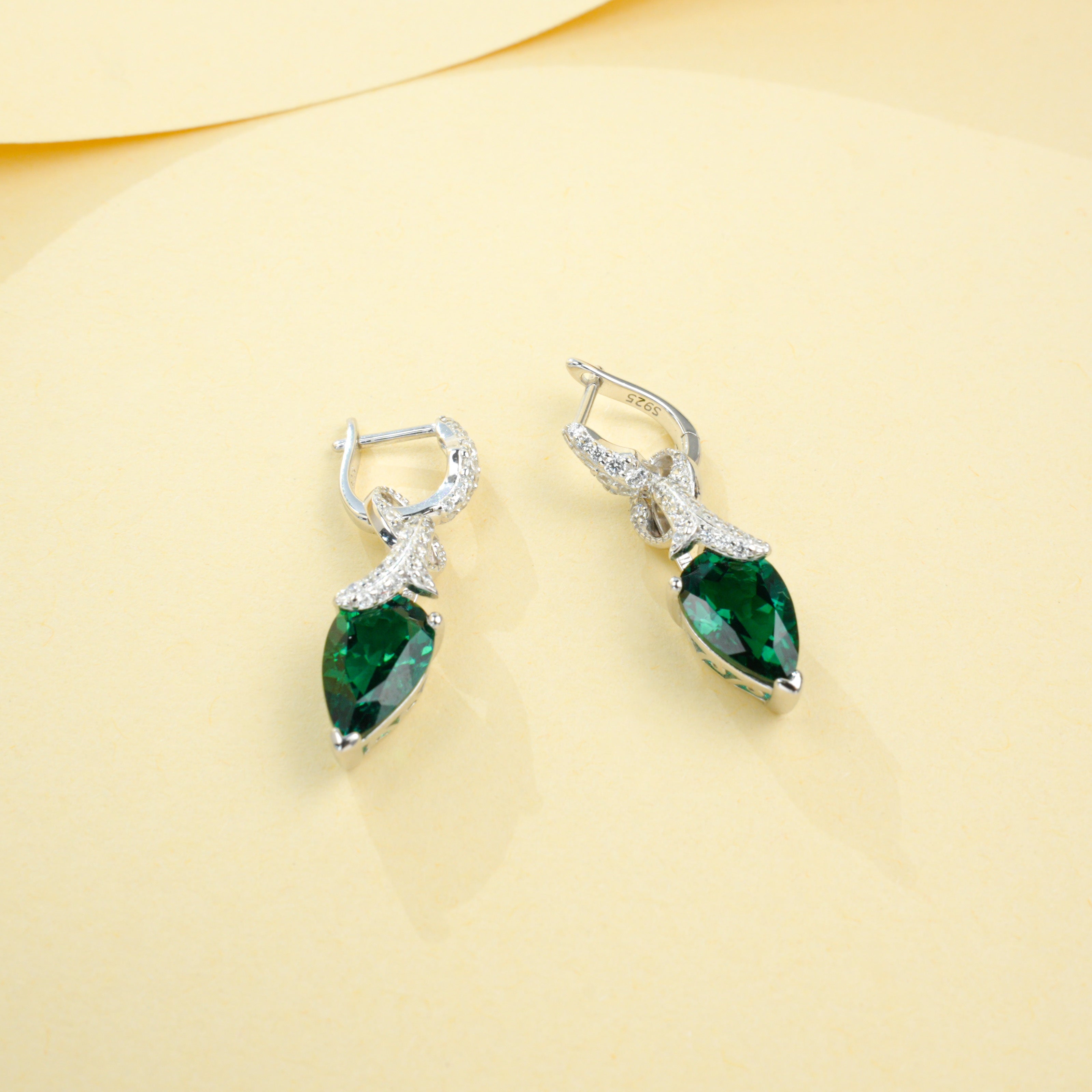 Lab-Grown Emerald Teardrop Earrings