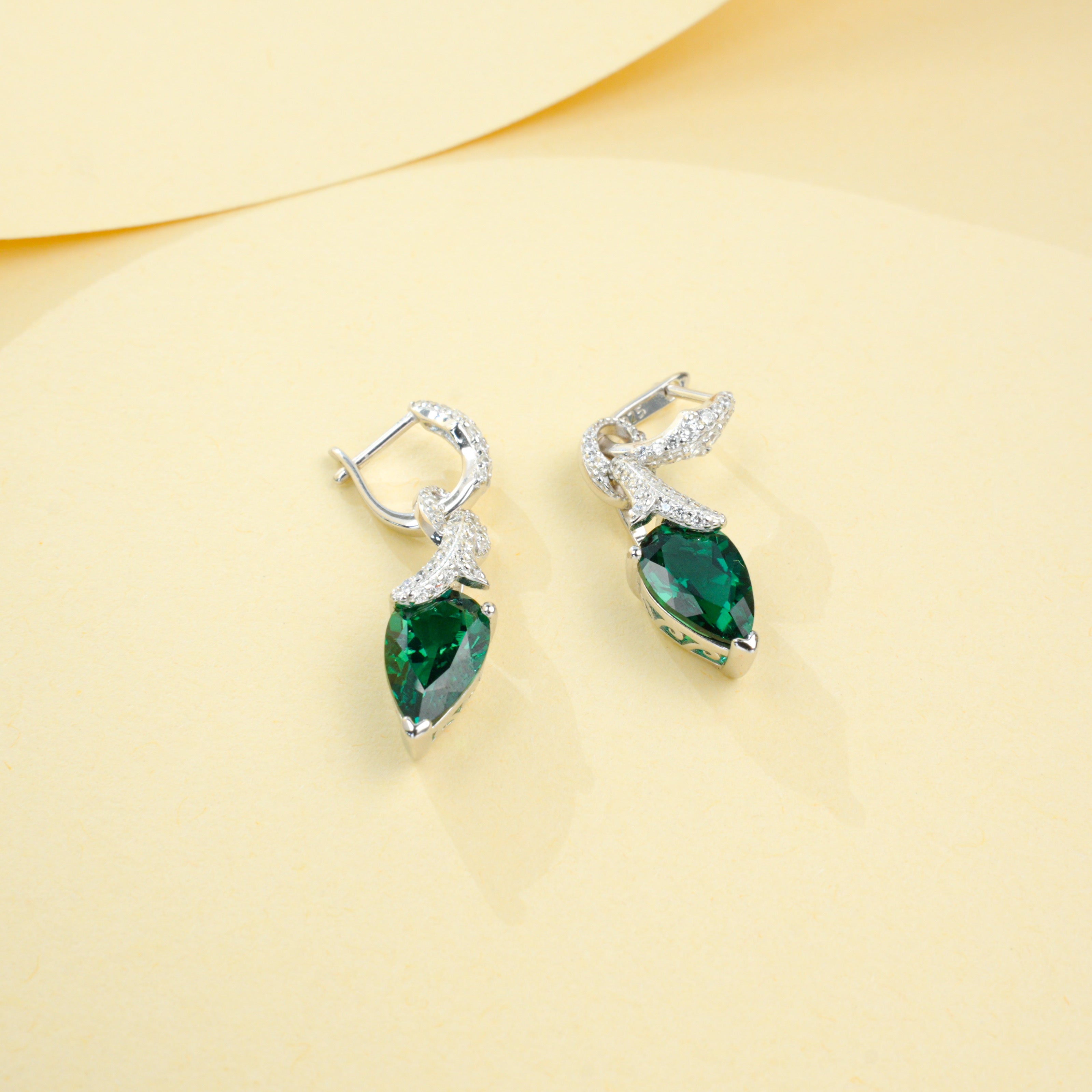 Lab-Grown Emerald Teardrop Earrings